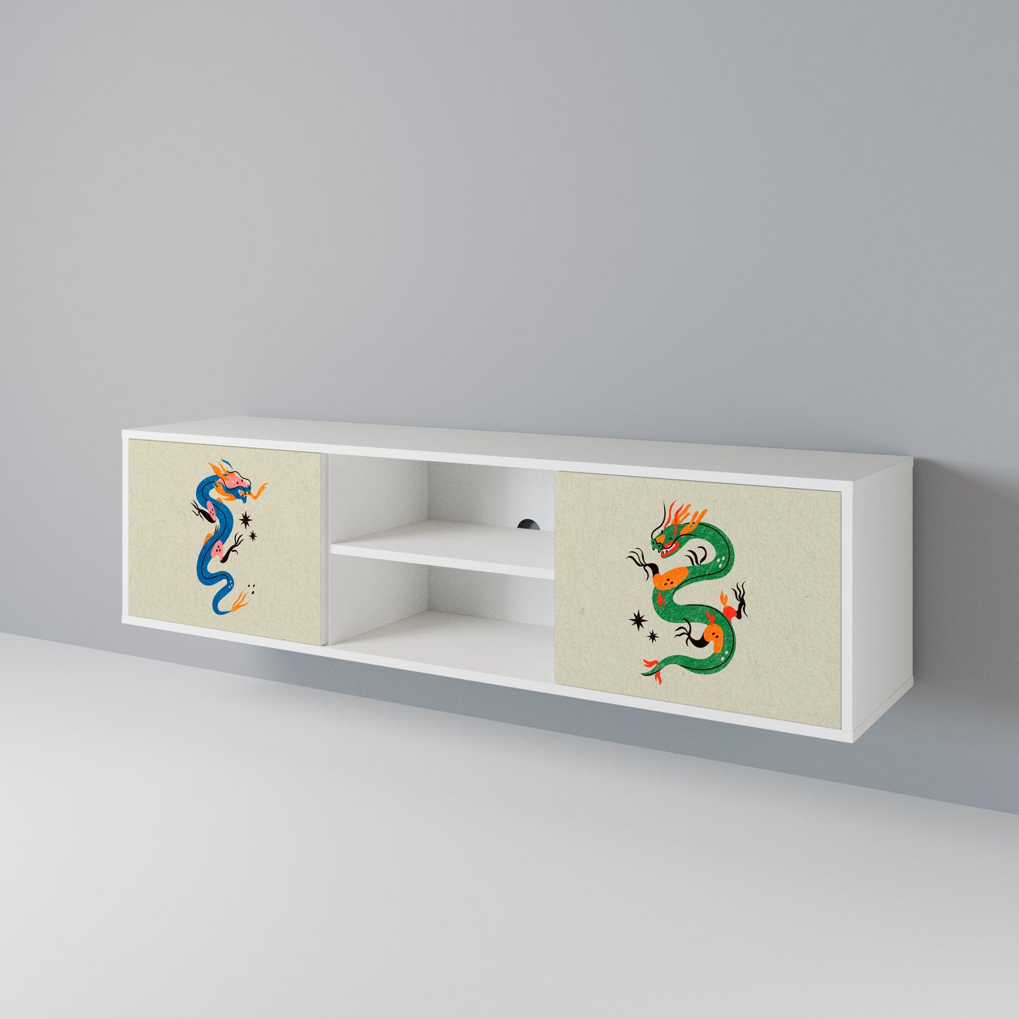 MYTHOLOGICAL CREATURES Mobile TV a 2 Ante in Finitura Bianca