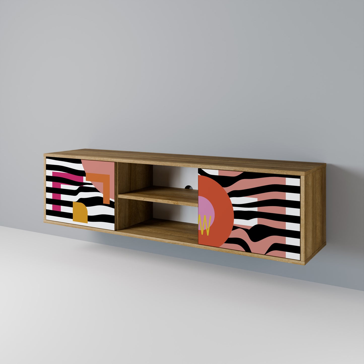 Mobile TV a 2 ante CHROMATIC ABSTRACT in effetto rovere