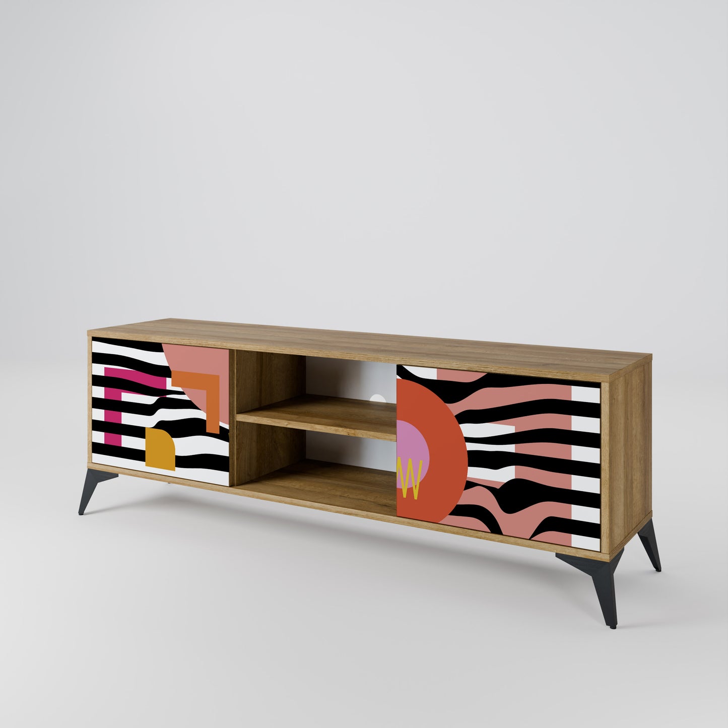 Mobile TV a 2 ante CHROMATIC ABSTRACT in effetto rovere