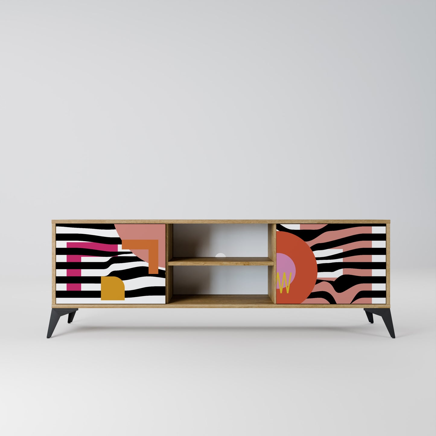 Mobile TV a 2 ante CHROMATIC ABSTRACT in effetto rovere