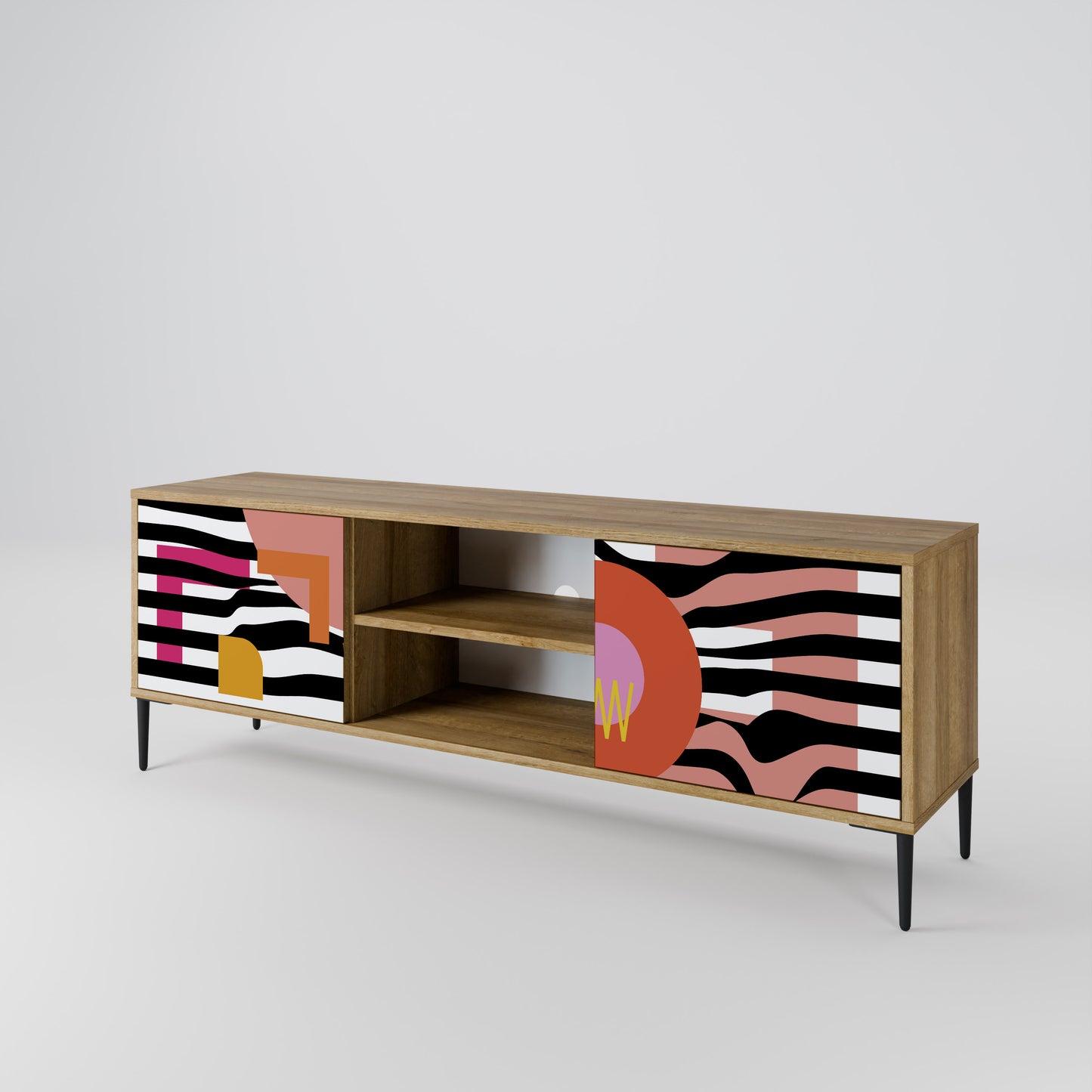 Mobile TV a 2 ante CHROMATIC ABSTRACT in effetto rovere