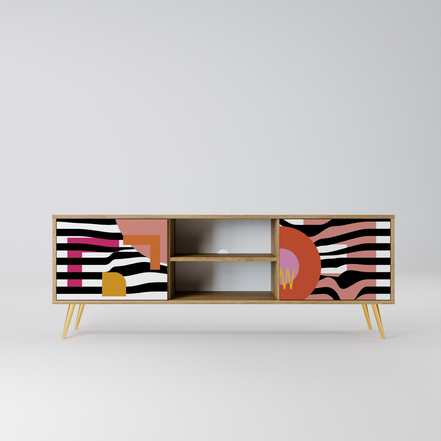 Mobile TV a 2 ante CHROMATIC ABSTRACT in effetto rovere