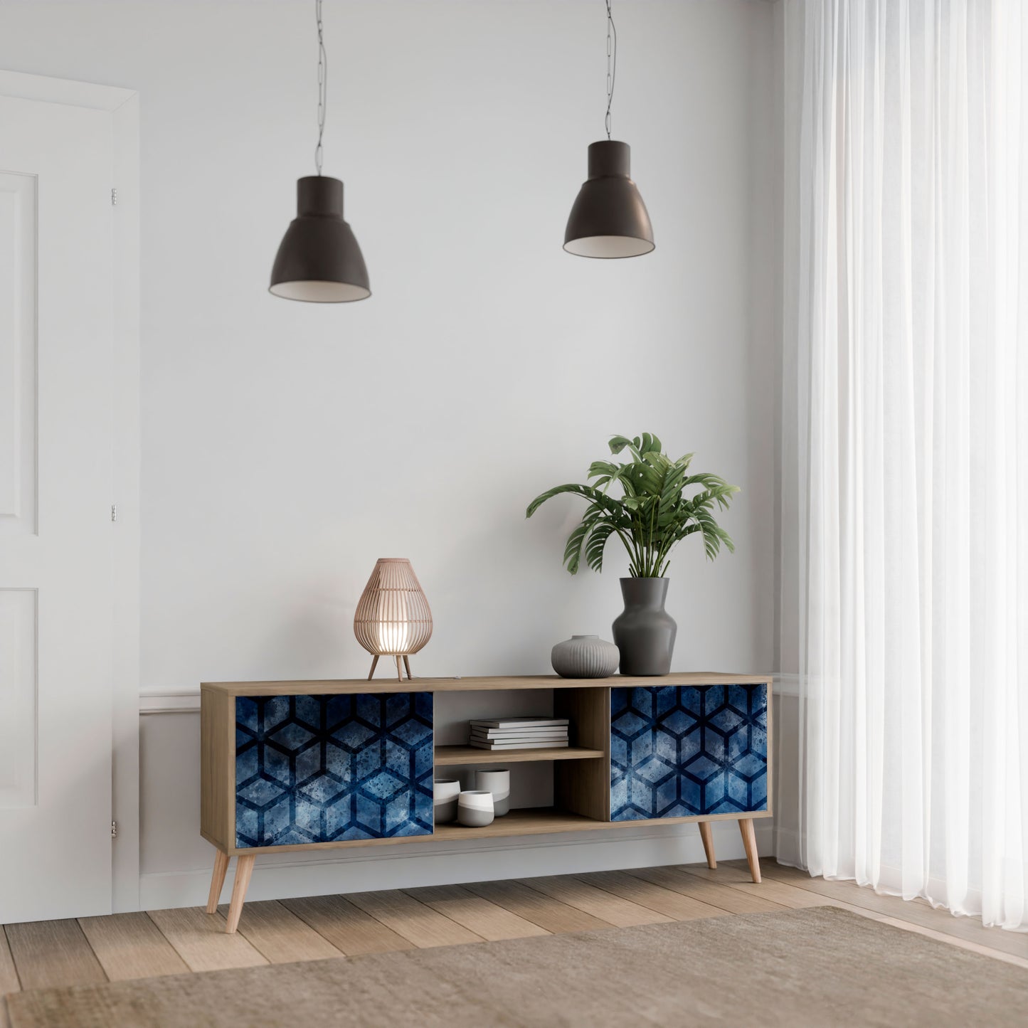 Mobile TV CUBIC MIST a 2 ante in effetto rovere
