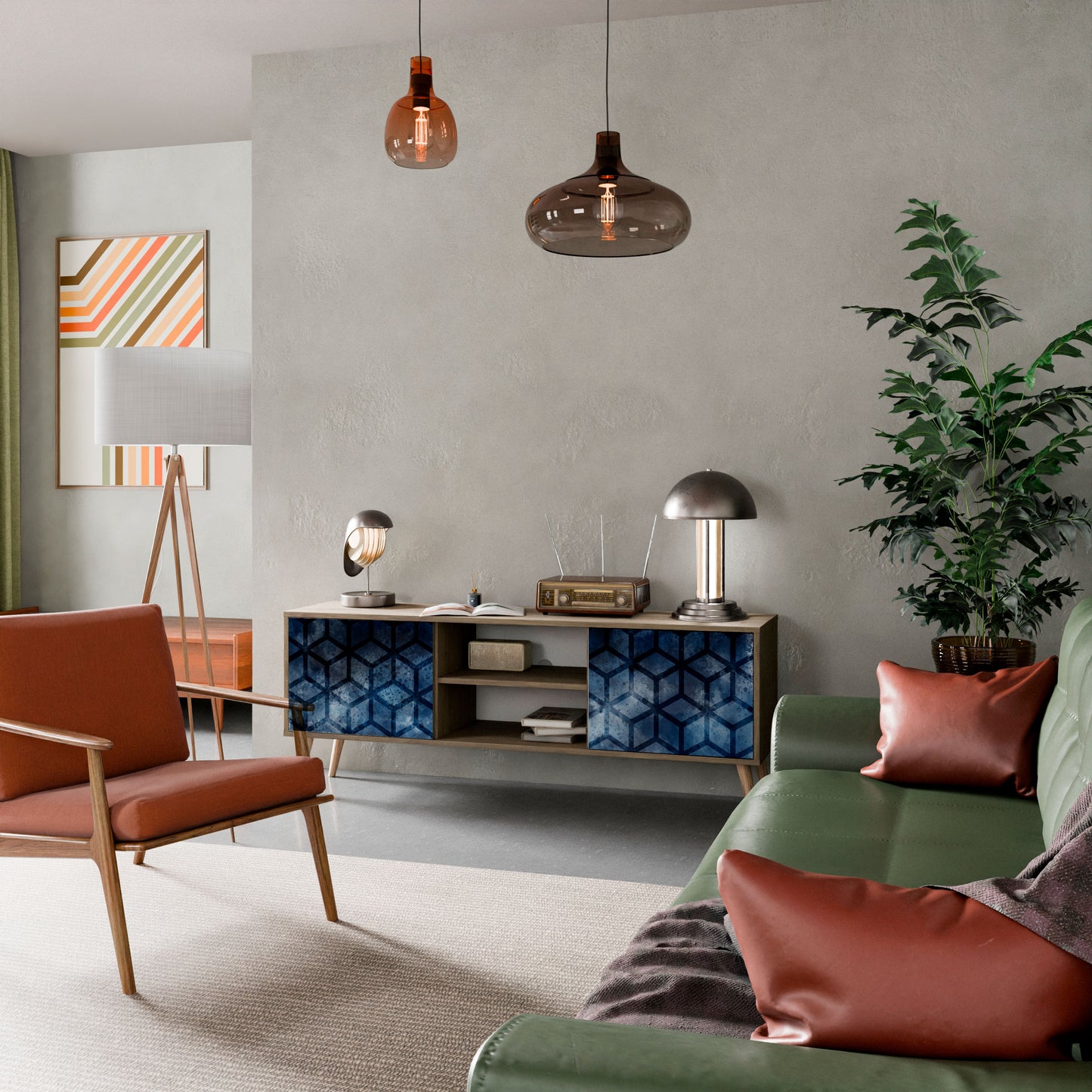 Mobile TV CUBIC MIST a 2 ante in effetto rovere