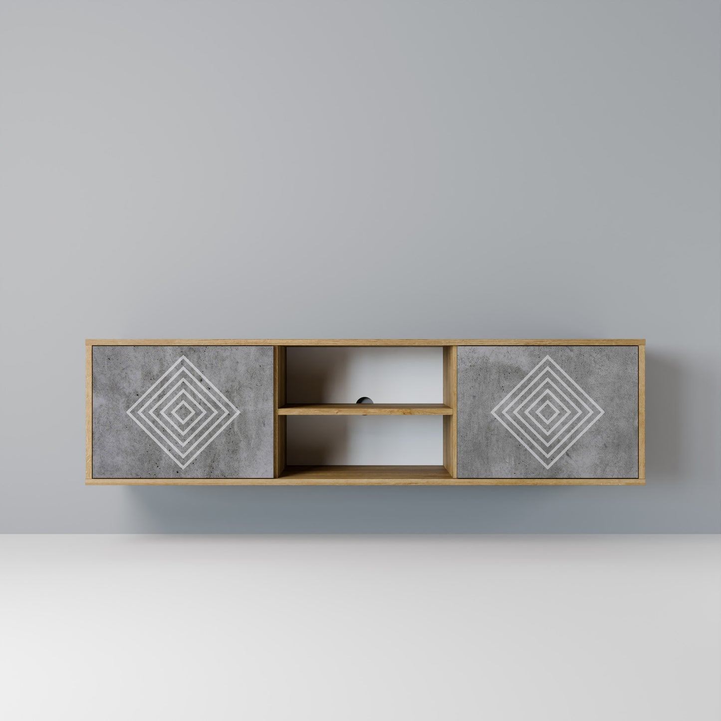 Mobile TV a 2 ante POLYGONAL ARTISTRY in effetto rovere