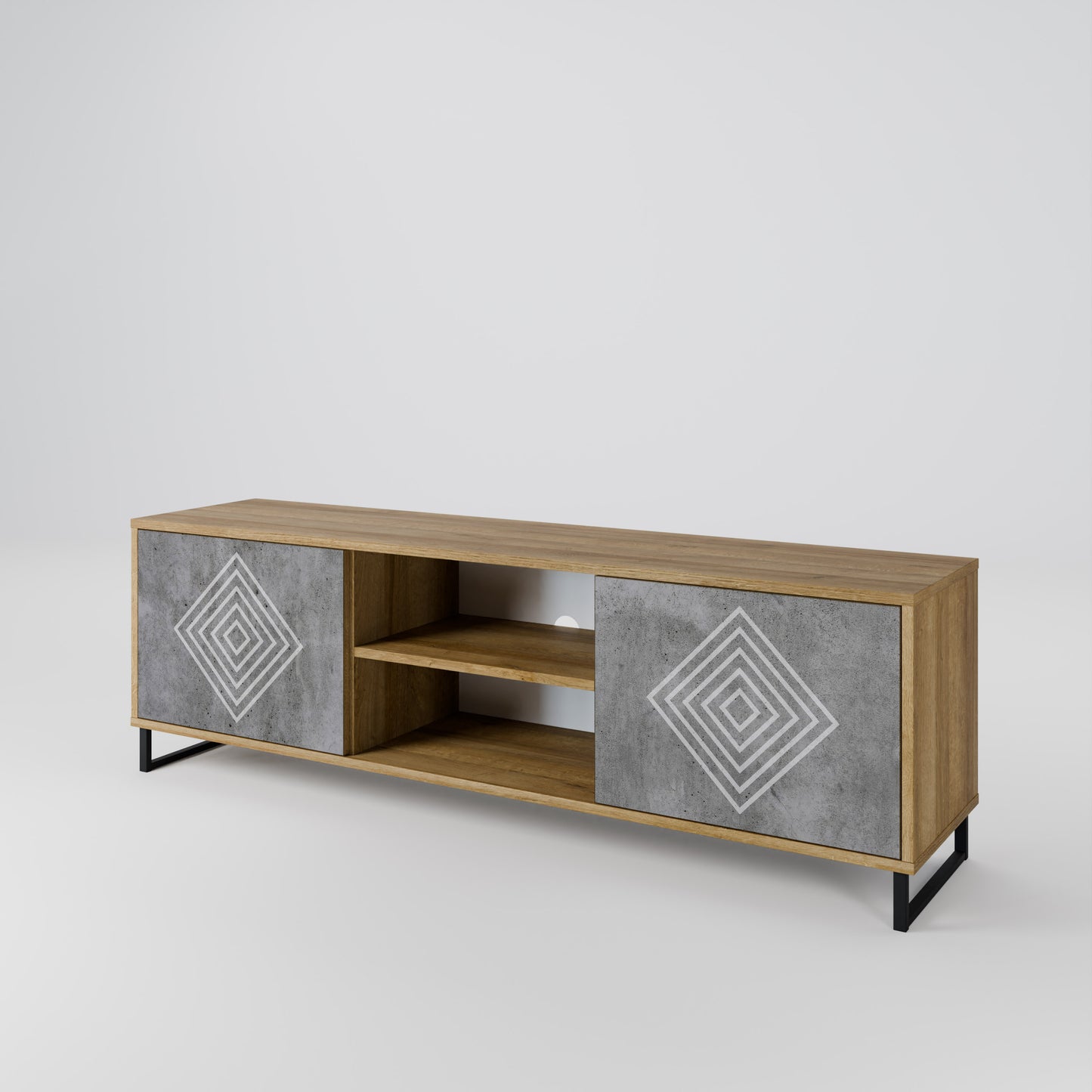 Mobile TV a 2 ante POLYGONAL ARTISTRY in effetto rovere