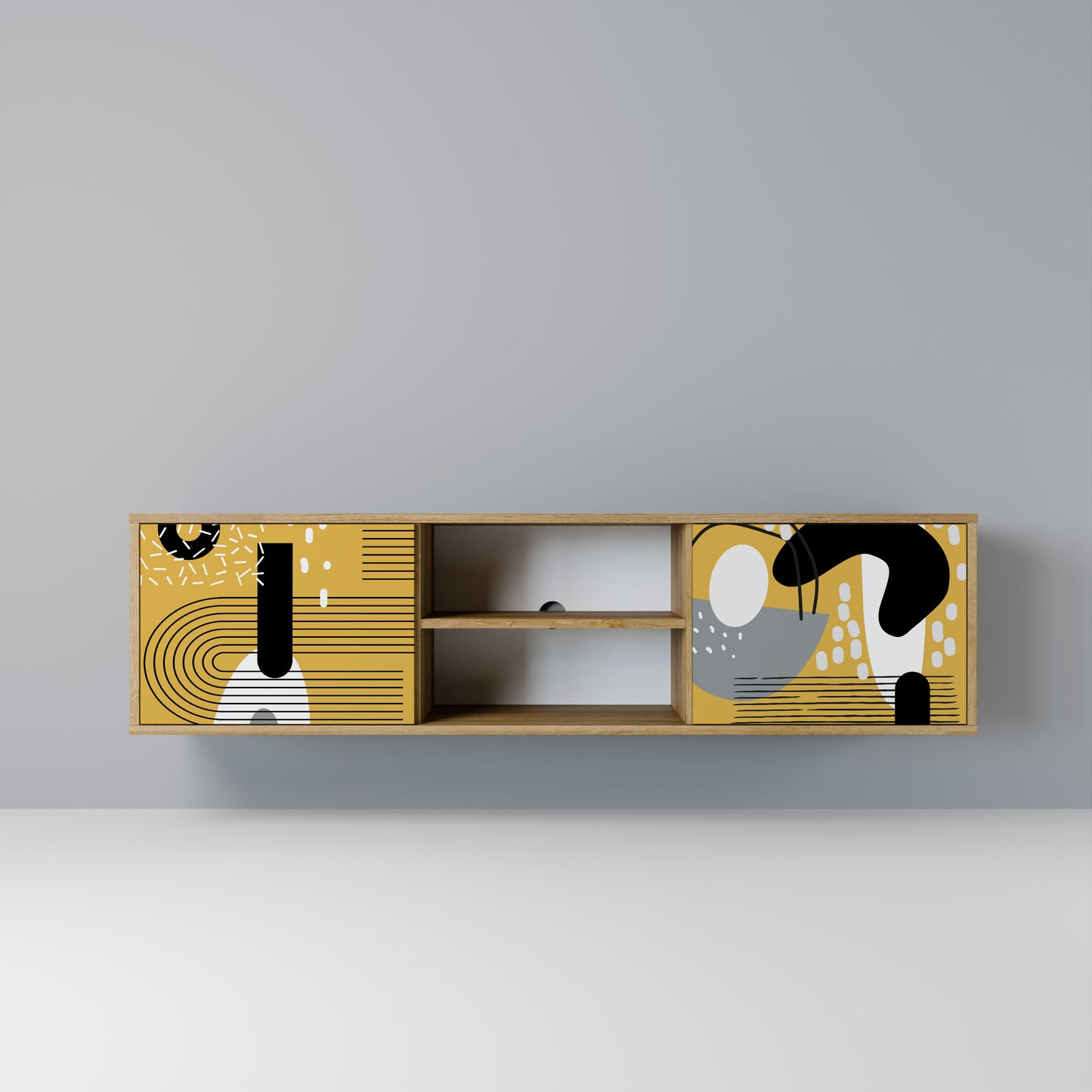 Porta TV a 2 ante SHAPESHIFT SYMPHONY in effetto rovere