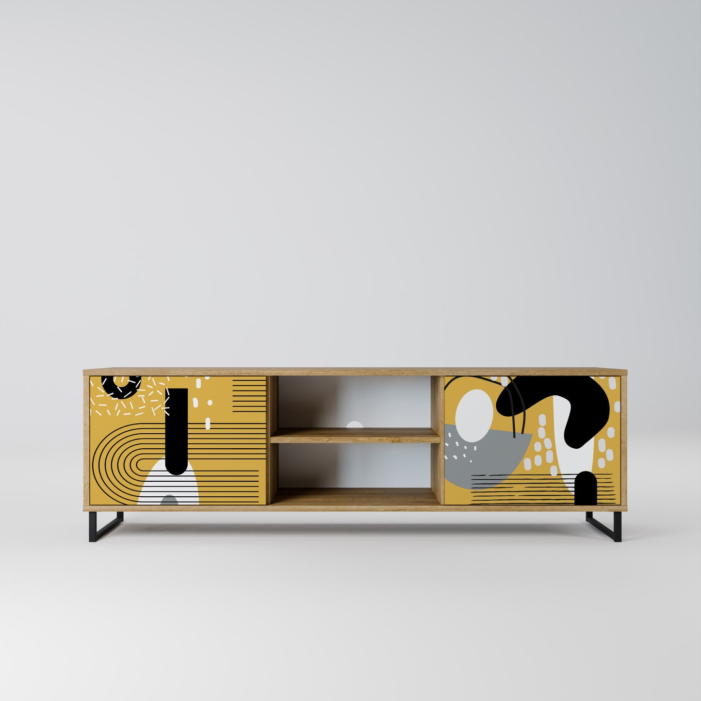 Porta TV a 2 ante SHAPESHIFT SYMPHONY in effetto rovere