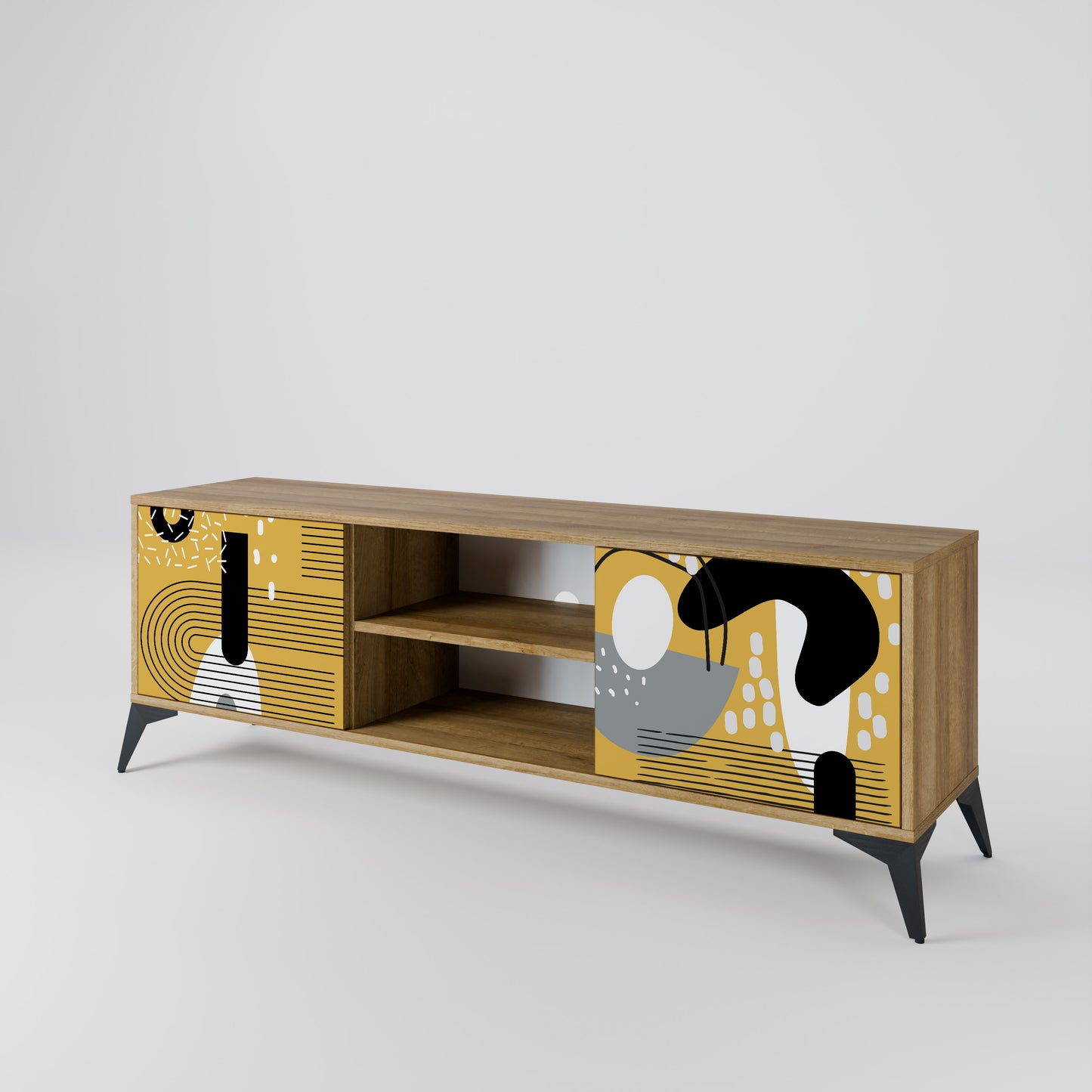 Porta TV a 2 ante SHAPESHIFT SYMPHONY in effetto rovere