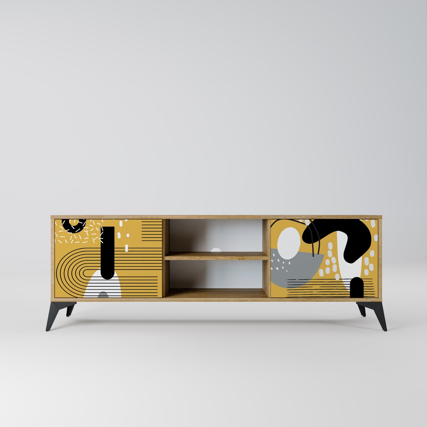Porta TV a 2 ante SHAPESHIFT SYMPHONY in effetto rovere