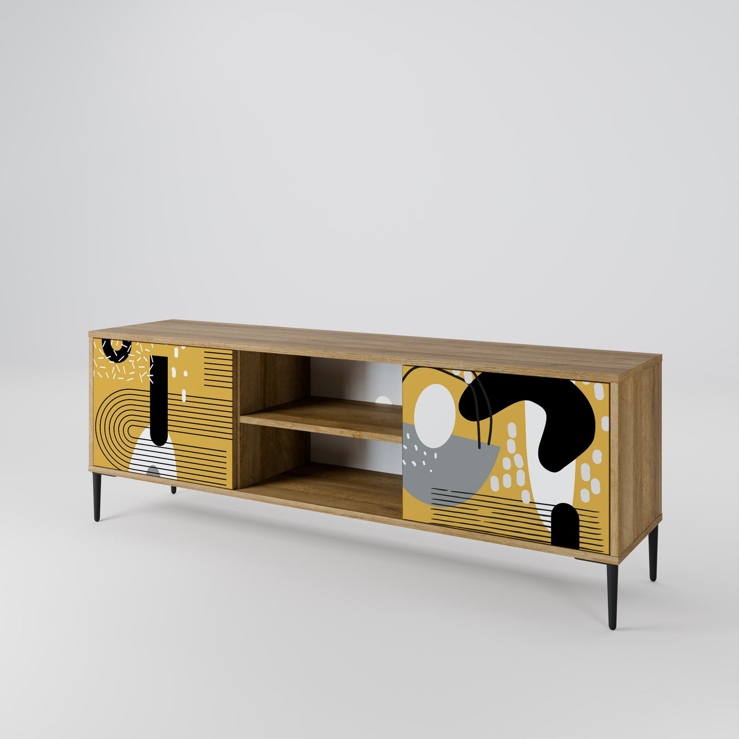Porta TV a 2 ante SHAPESHIFT SYMPHONY in effetto rovere