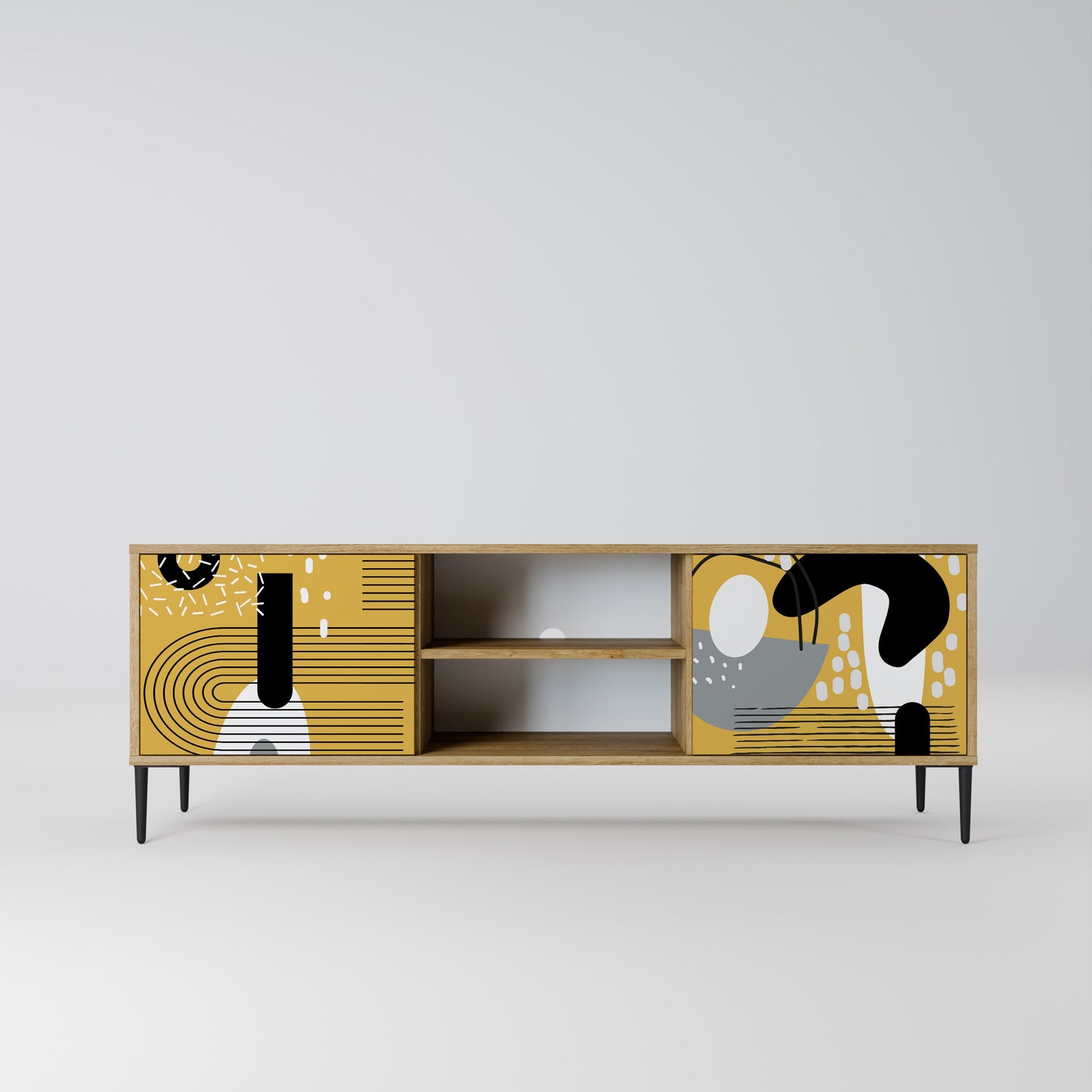 Porta TV a 2 ante SHAPESHIFT SYMPHONY in effetto rovere
