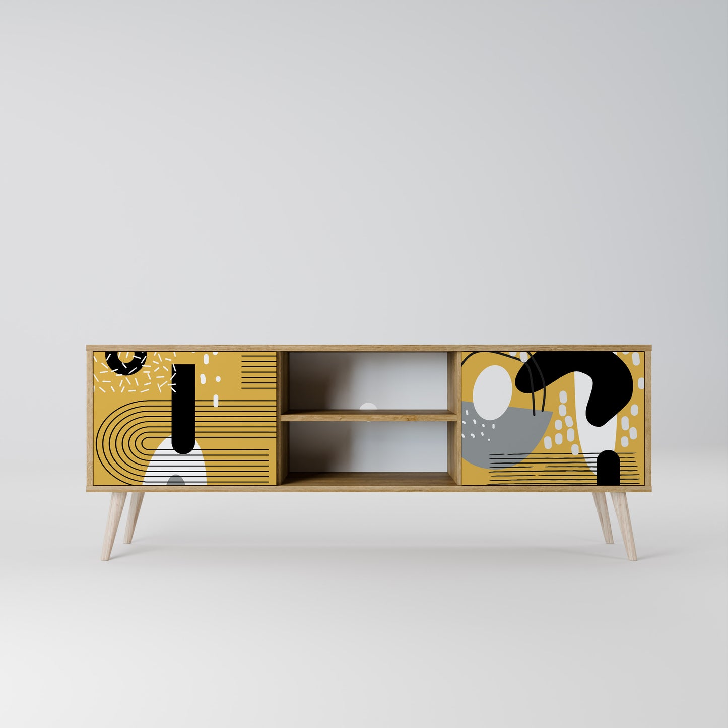 Porta TV a 2 ante SHAPESHIFT SYMPHONY in effetto rovere