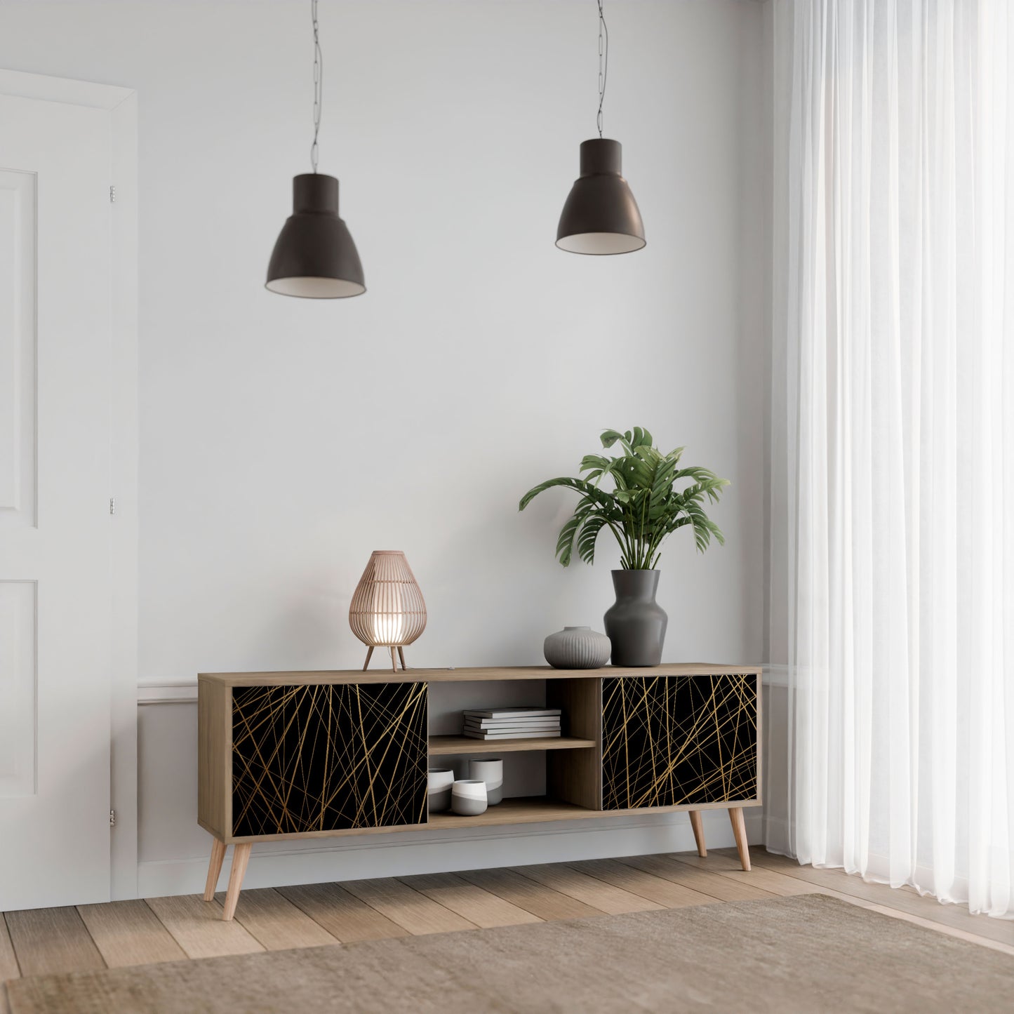 BRIGHT MESH Mobile TV a 2 ante effetto rovere