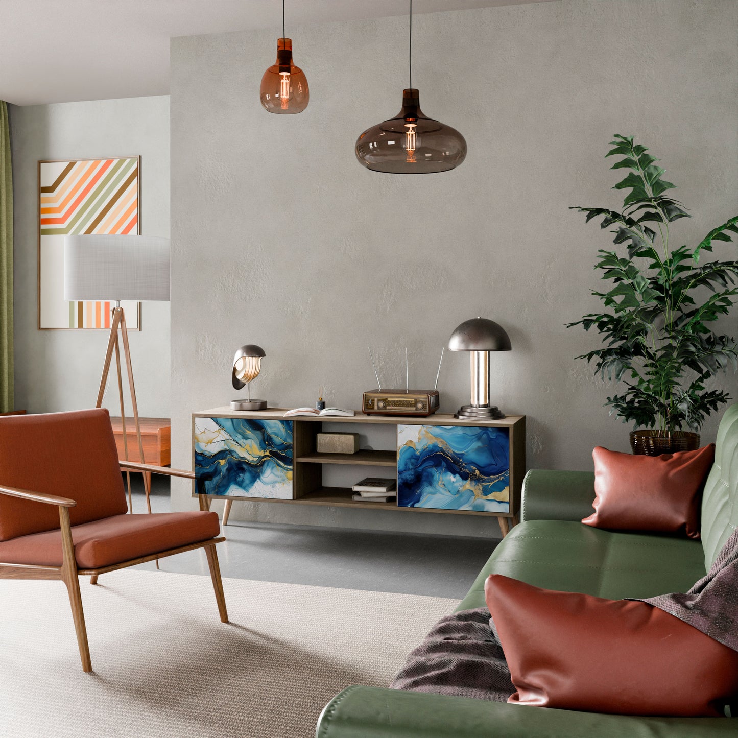 Mobile TV INKY MARBLE a 2 ante in effetto rovere