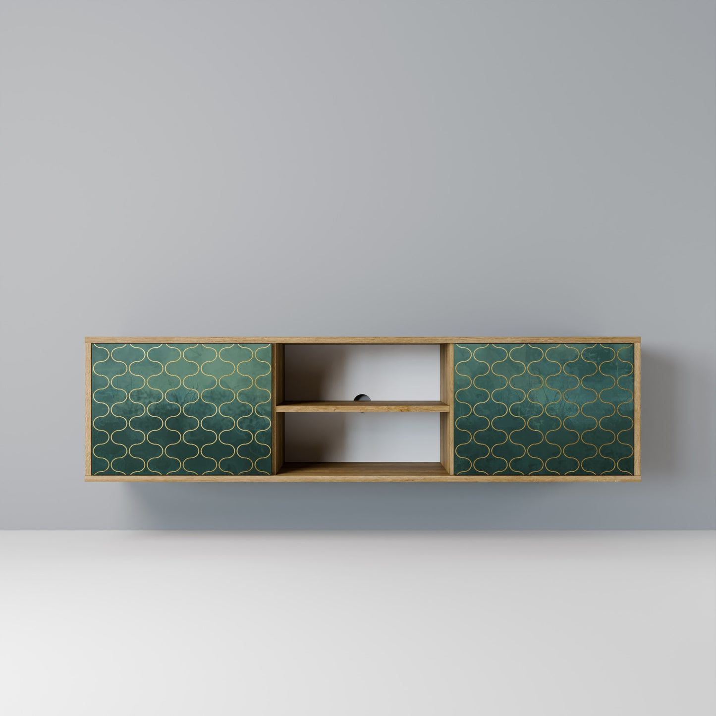 Mobile TV TESSELATED GREENERY a 2 ante in effetto rovere