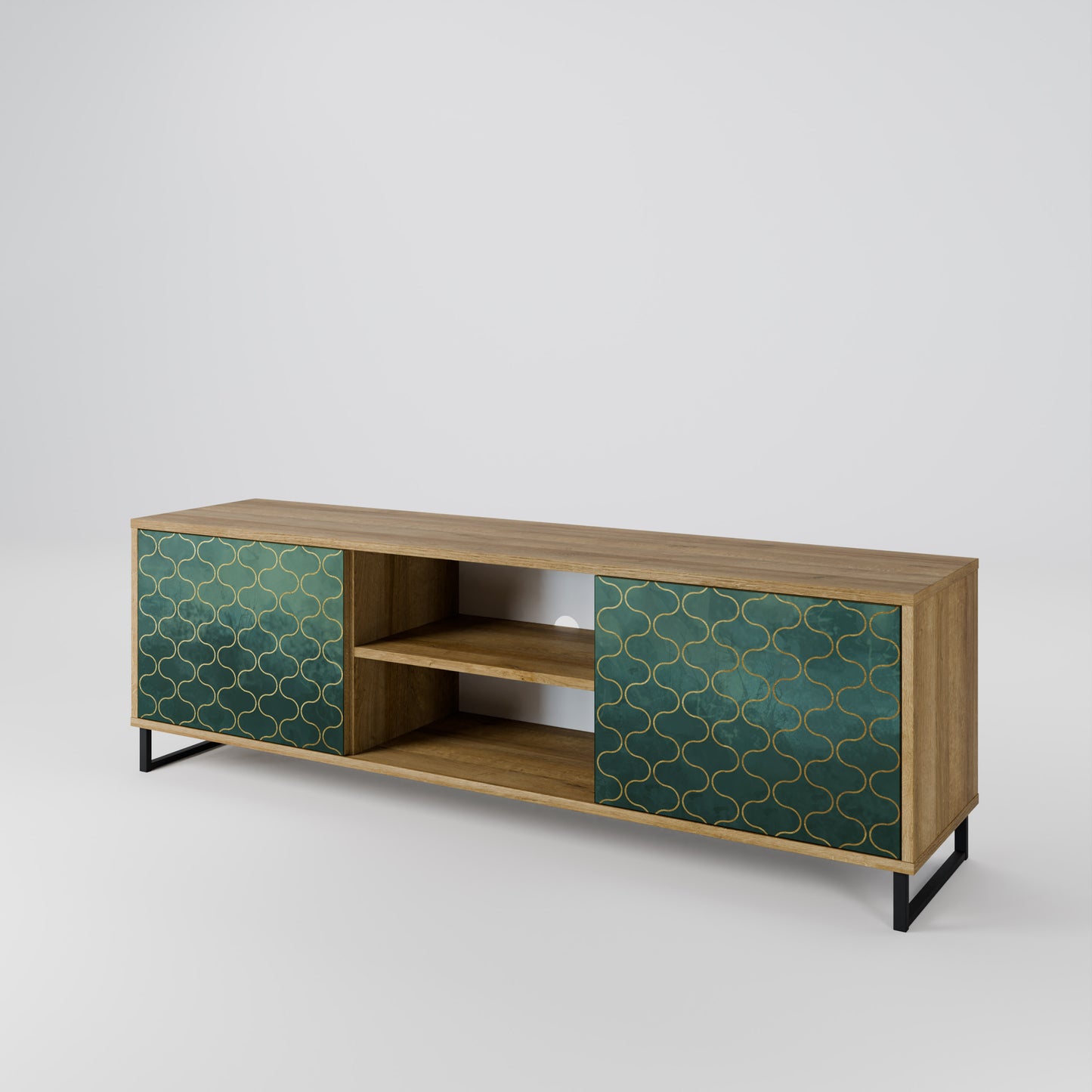 Mobile TV TESSELATED GREENERY a 2 ante in effetto rovere