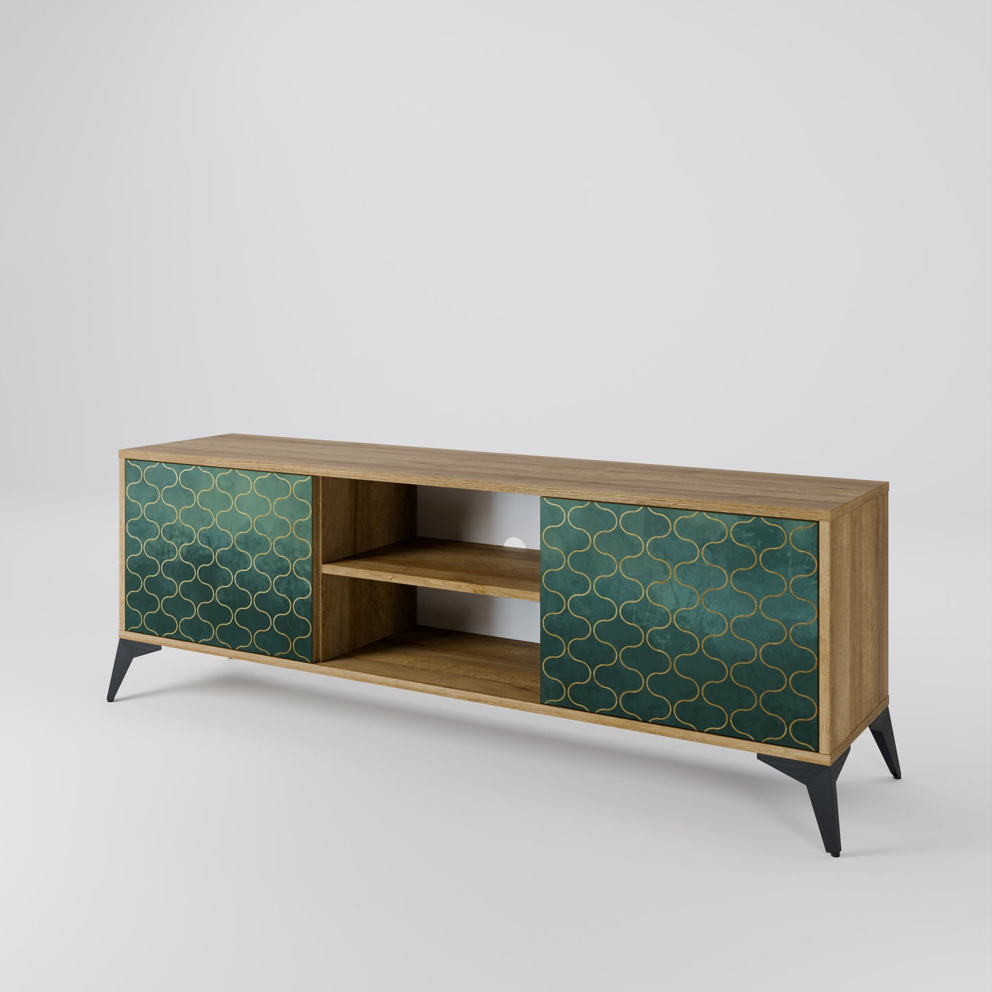 Mobile TV TESSELATED GREENERY a 2 ante in effetto rovere