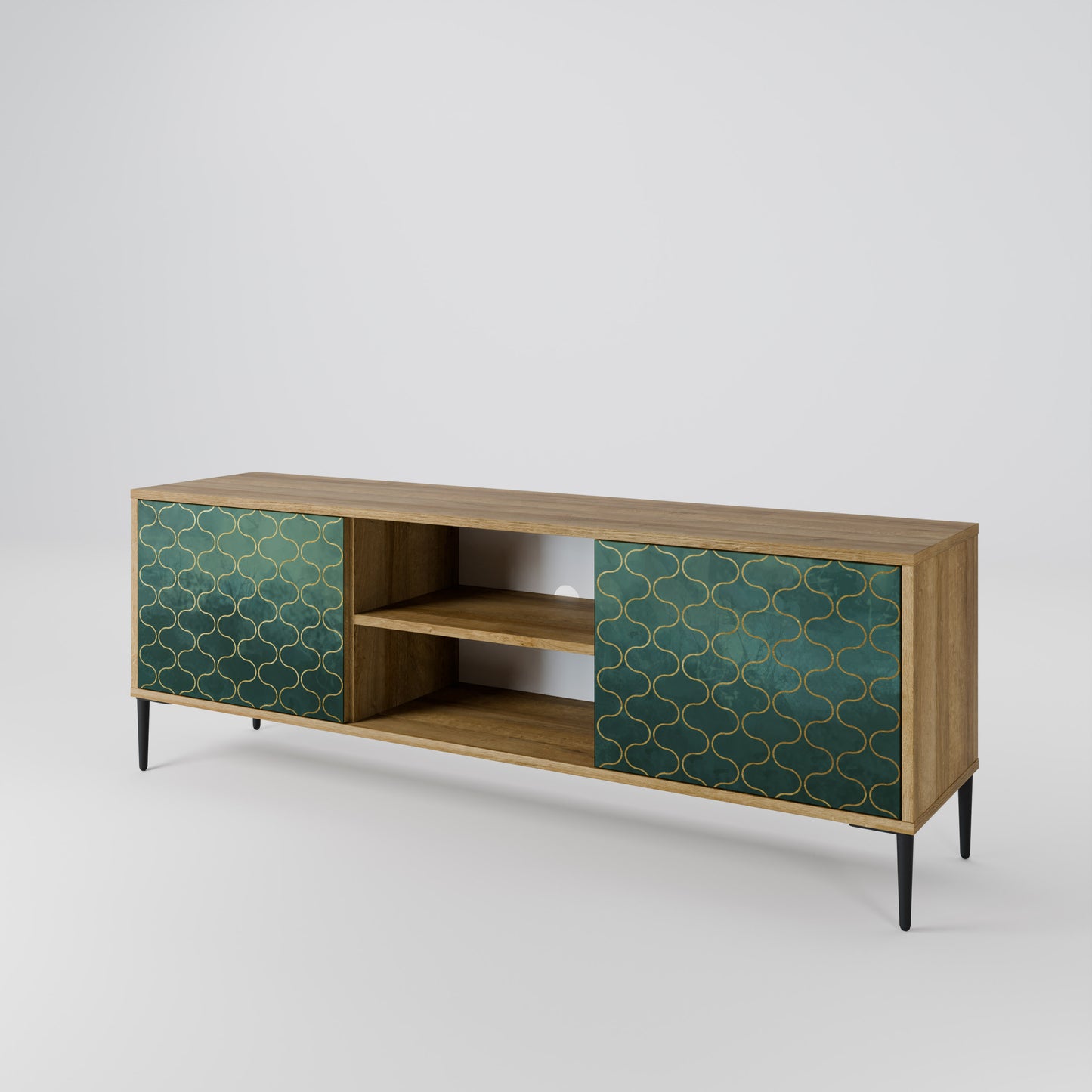 Mobile TV TESSELATED GREENERY a 2 ante in effetto rovere