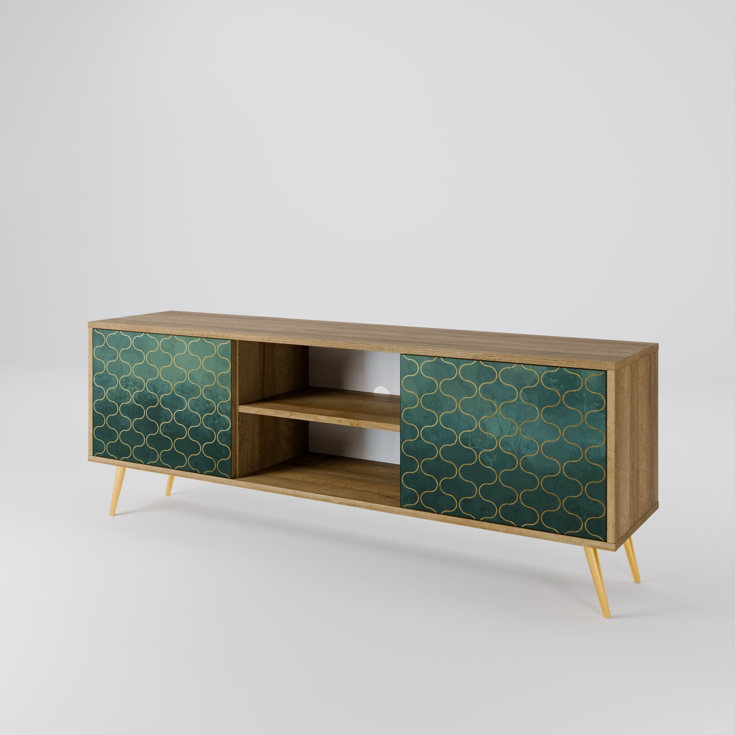 Mobile TV TESSELATED GREENERY a 2 ante in effetto rovere