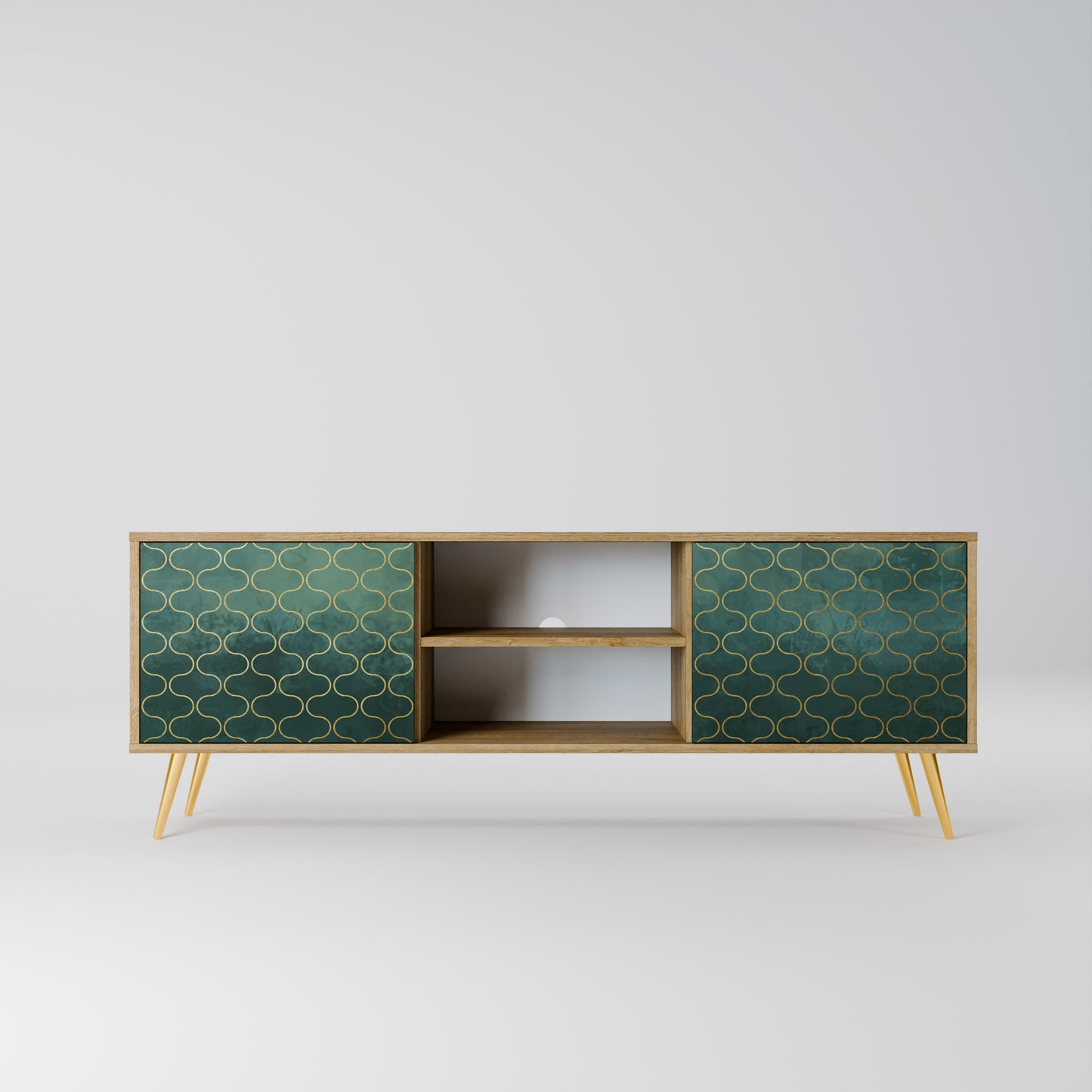 Mobile TV TESSELATED GREENERY a 2 ante in effetto rovere