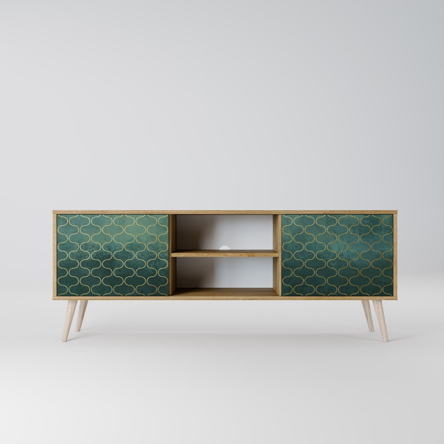 Mobile TV TESSELATED GREENERY a 2 ante in effetto rovere