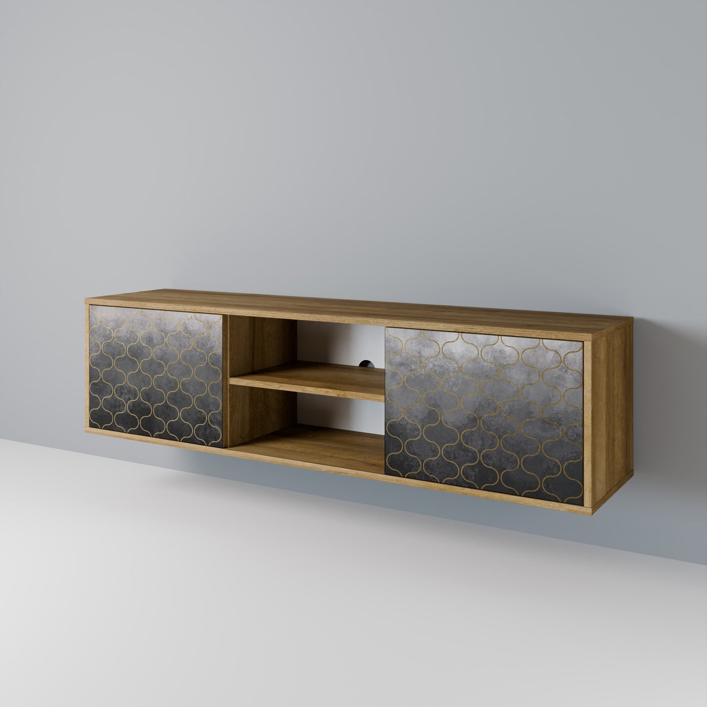 Mobile TV TESSELATED GRAYISH a 2 ante in effetto rovere