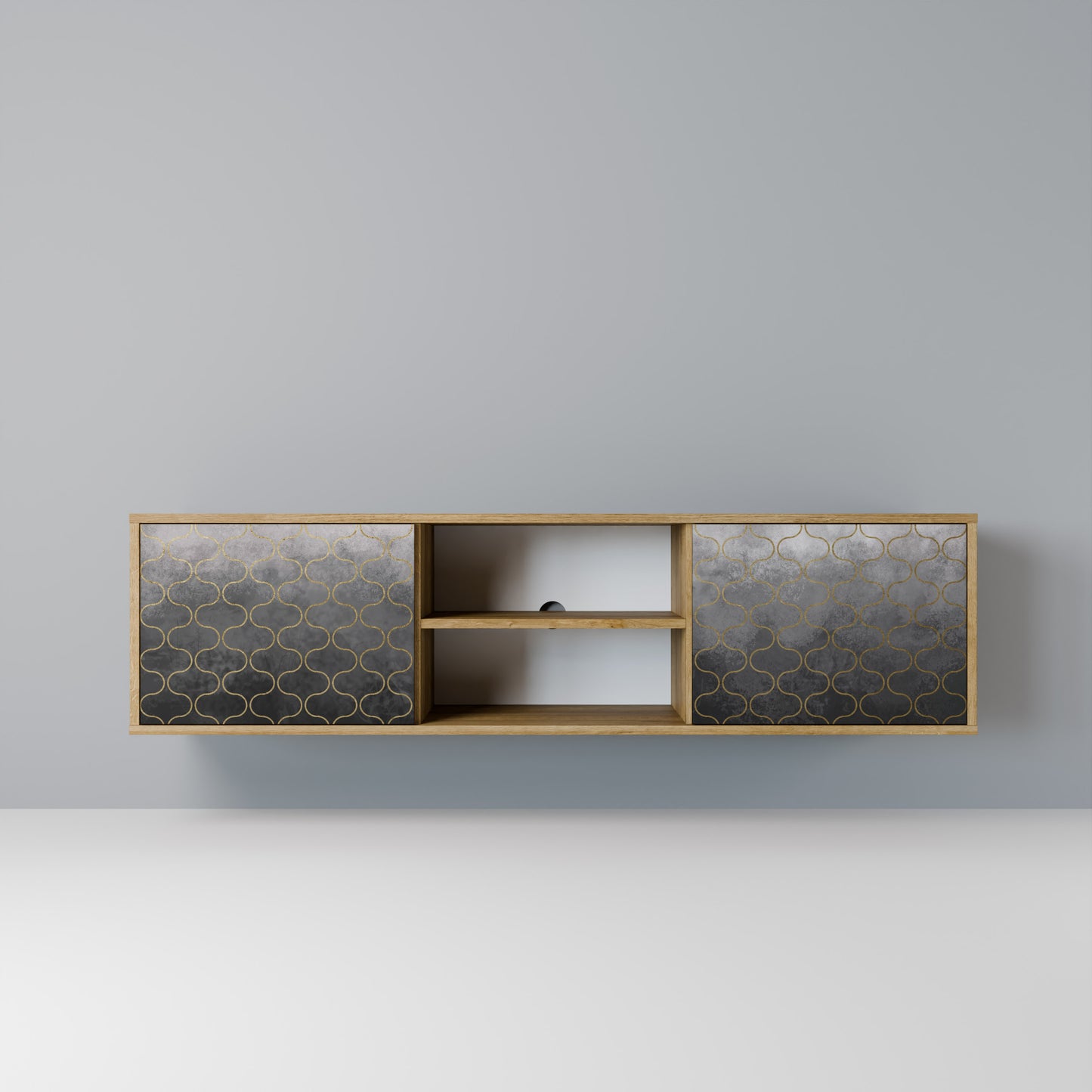 Mobile TV TESSELATED GRAYISH a 2 ante in effetto rovere