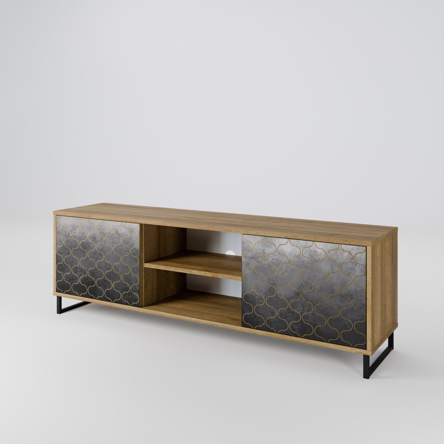 Mobile TV TESSELATED GRAYISH a 2 ante in effetto rovere