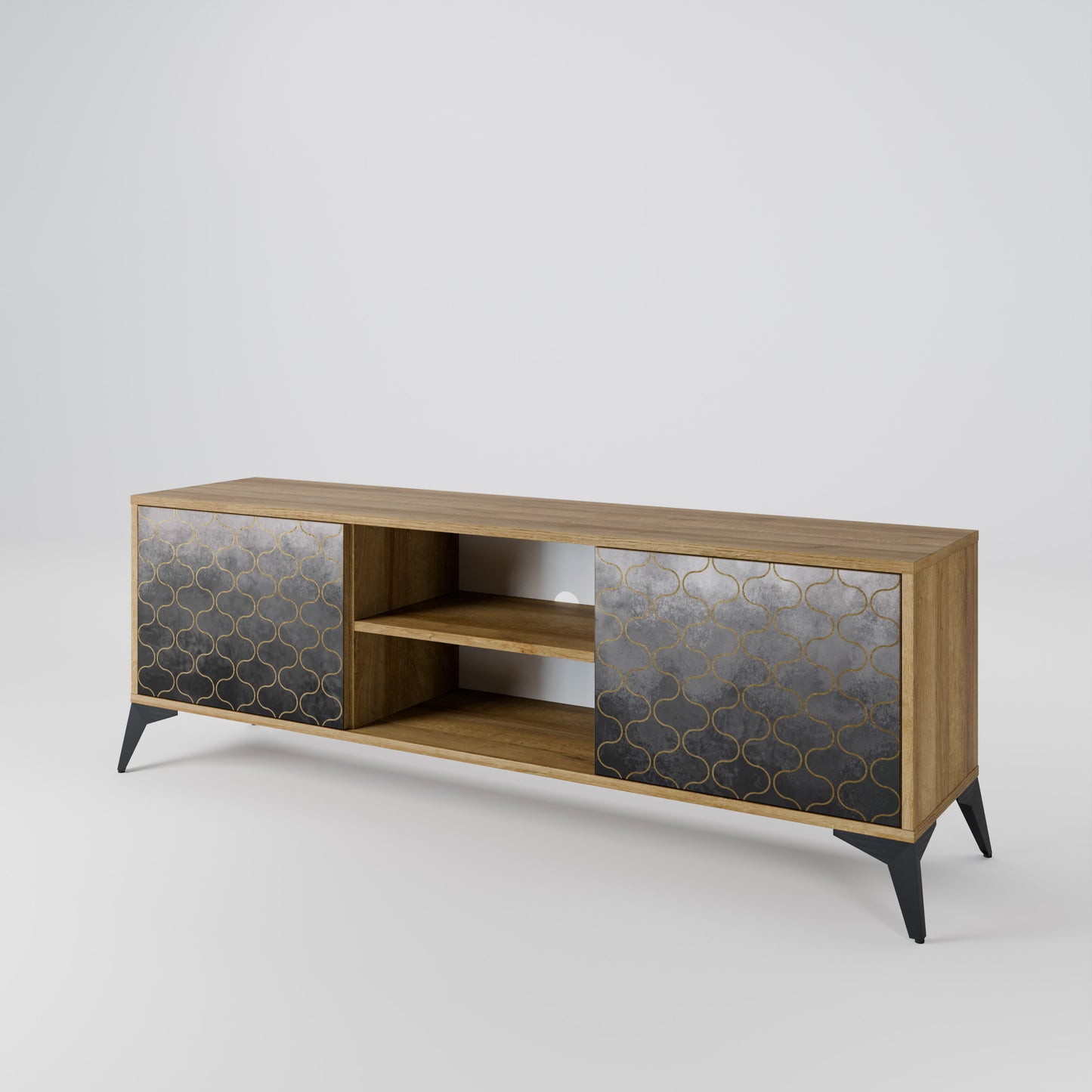 Mobile TV TESSELATED GRAYISH a 2 ante in effetto rovere