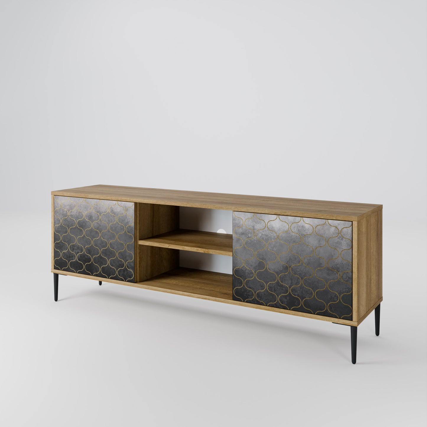 Mobile TV TESSELATED GRAYISH a 2 ante in effetto rovere