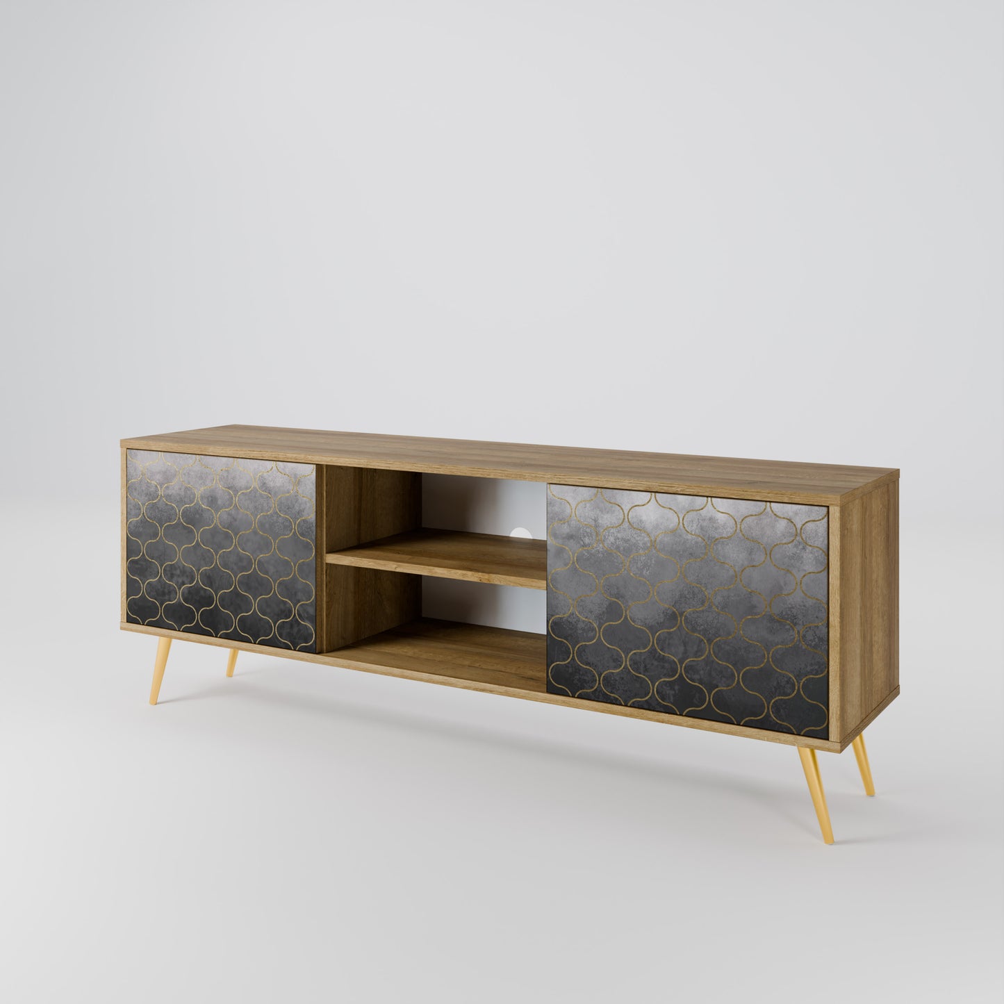 Mobile TV TESSELATED GRAYISH a 2 ante in effetto rovere