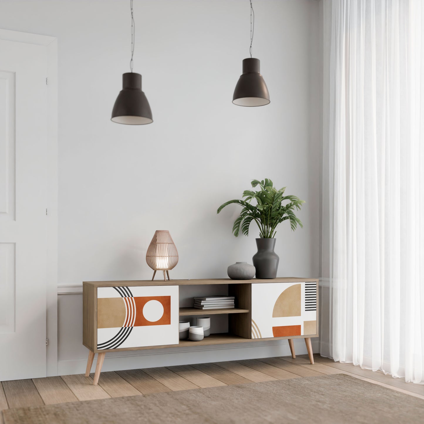 Mobile TV CIRCLE RHYTM a 2 ante effetto rovere