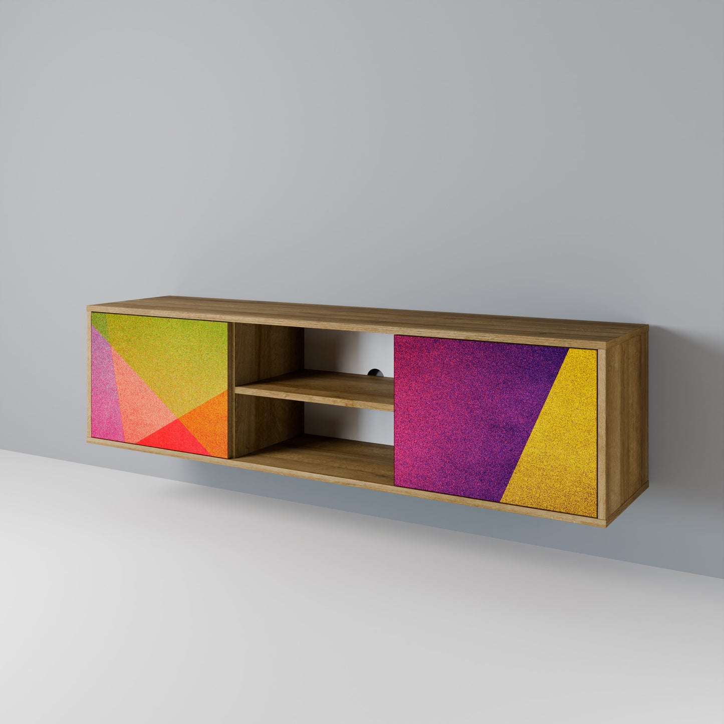 VIVID GEOMETRY 2-Door TV Stand in Oak Effect