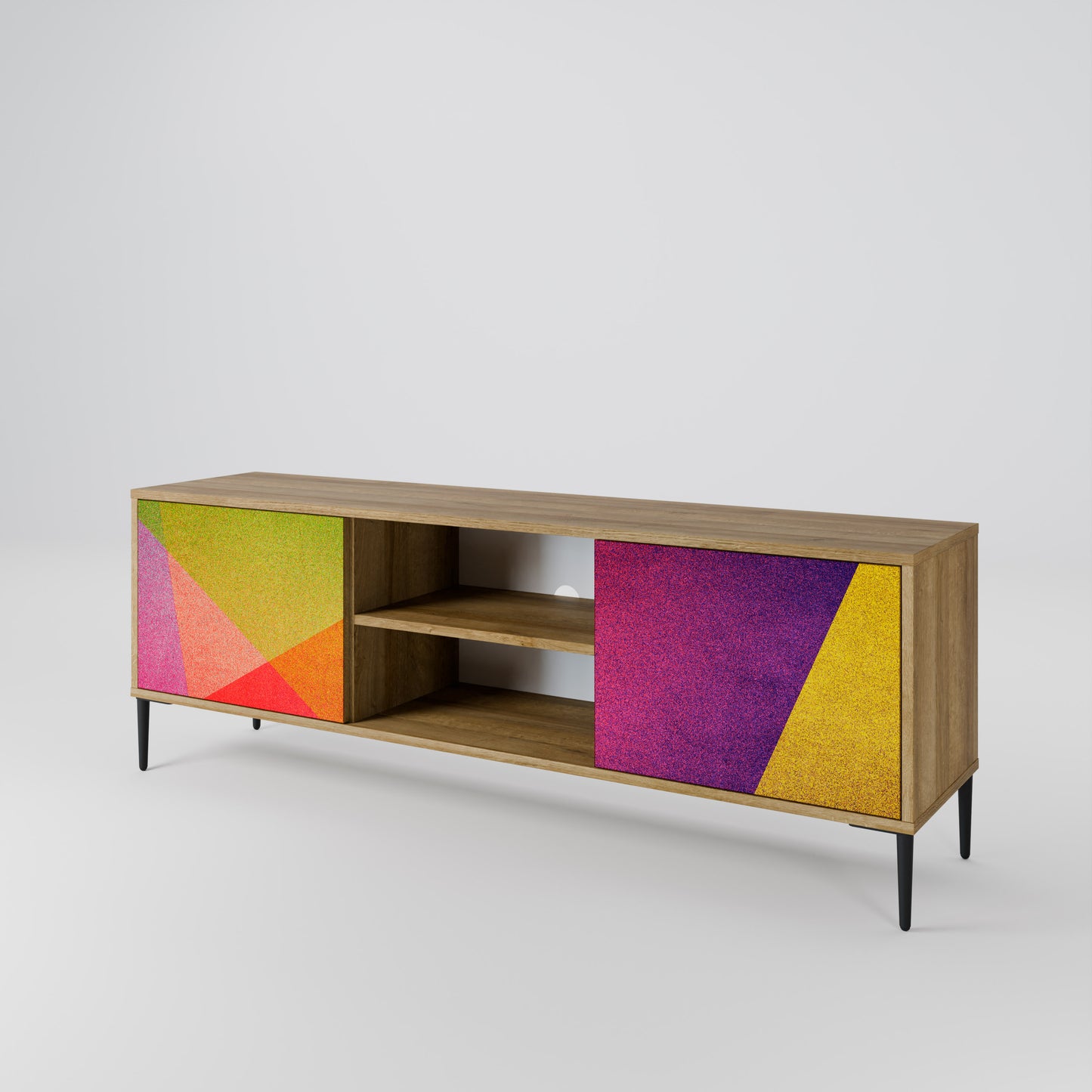 VIVID GEOMETRY 2-Door TV Stand in Oak Effect