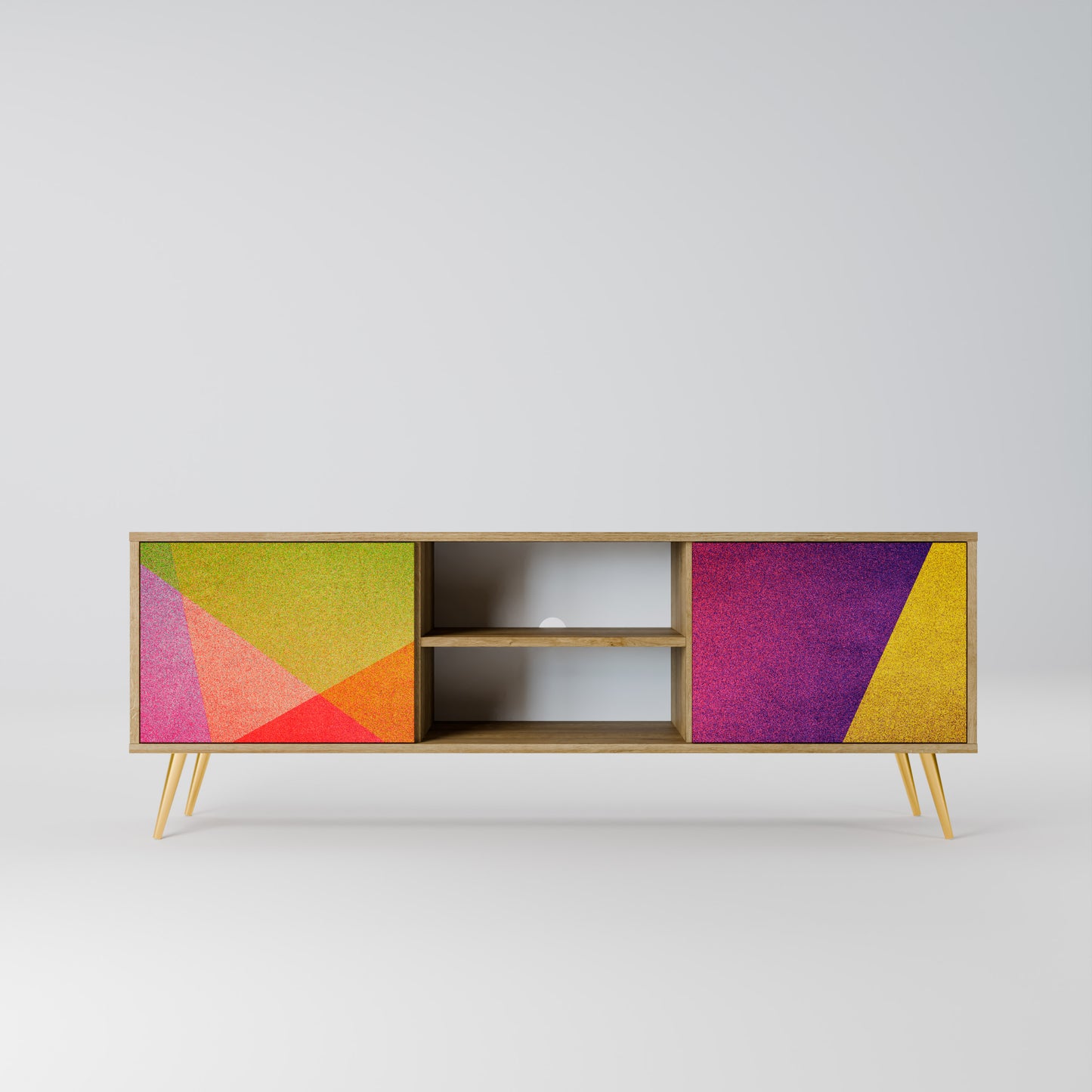 VIVID GEOMETRY 2-Door TV Stand in Oak Effect