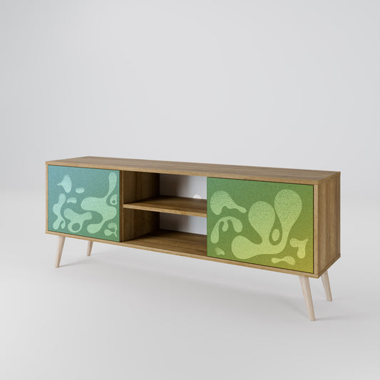 IRREGULAR BLUE 2-Door TV Stand in Oak Effect