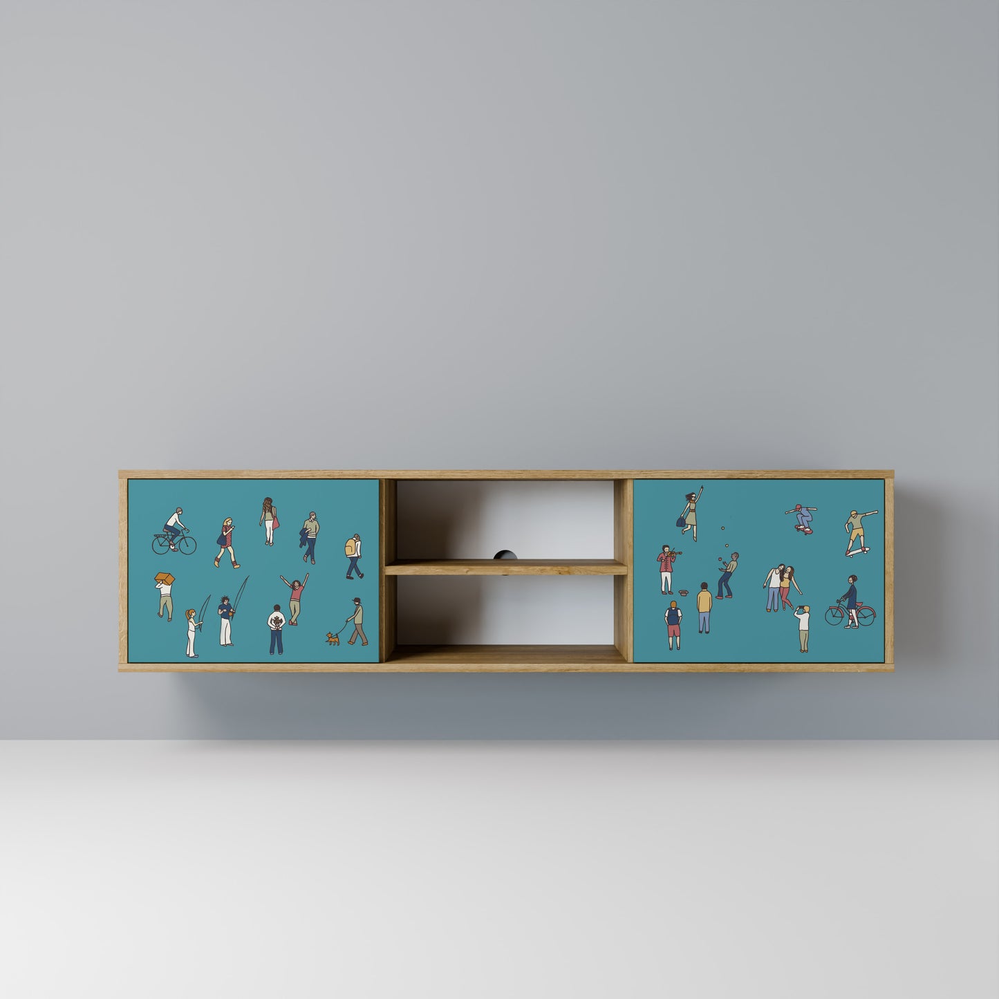 COLLECTIVE STREAM 2-Door TV Stand in Oak Effect