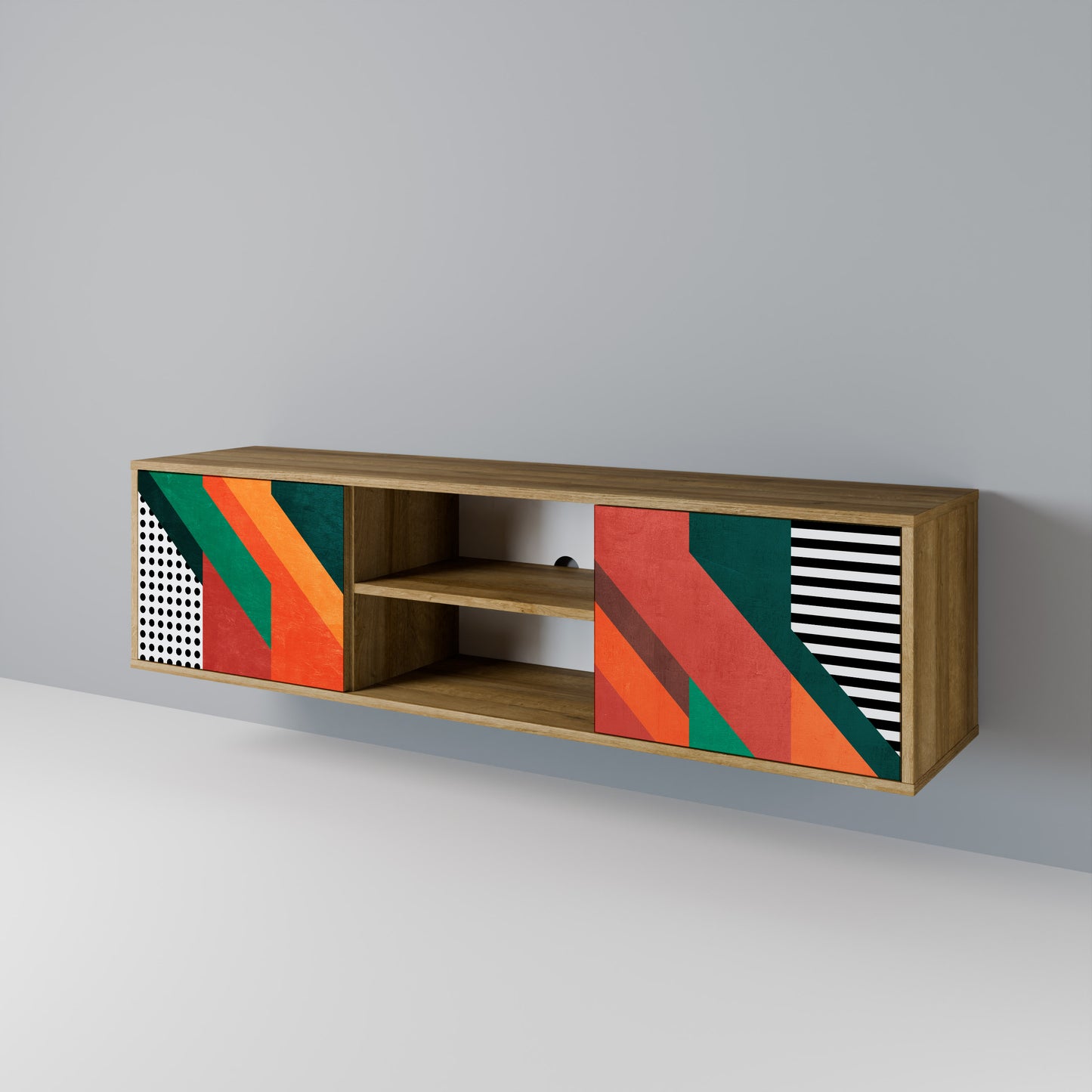MAKESHIFT ARTISTRY 2-Door TV Stand in Oak Effect