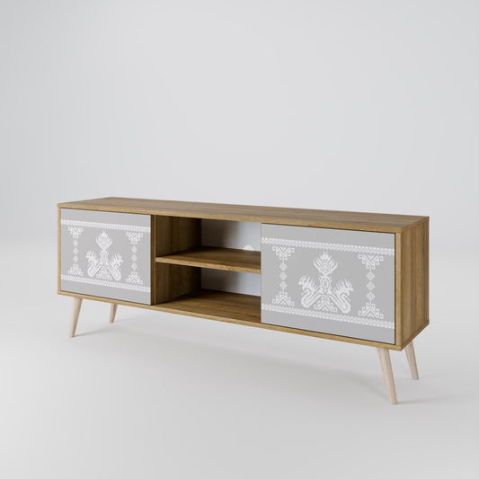 THAI GRAY 2-Door TV Stand in Oak Effect