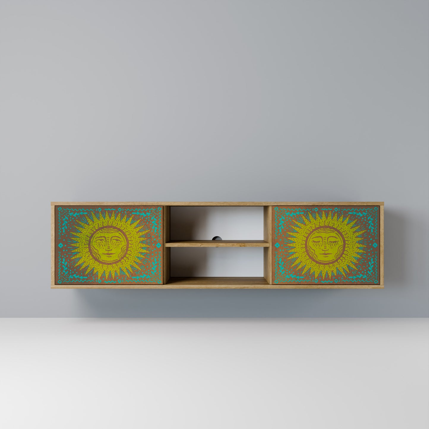 SUNSHINE EULOGY 2-Door TV Stand in Oak Effect
