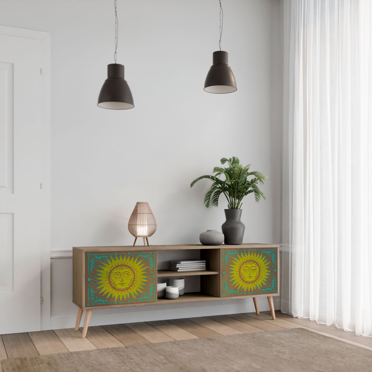SUNSHINE EULOGY 2-Door TV Stand in Oak Effect