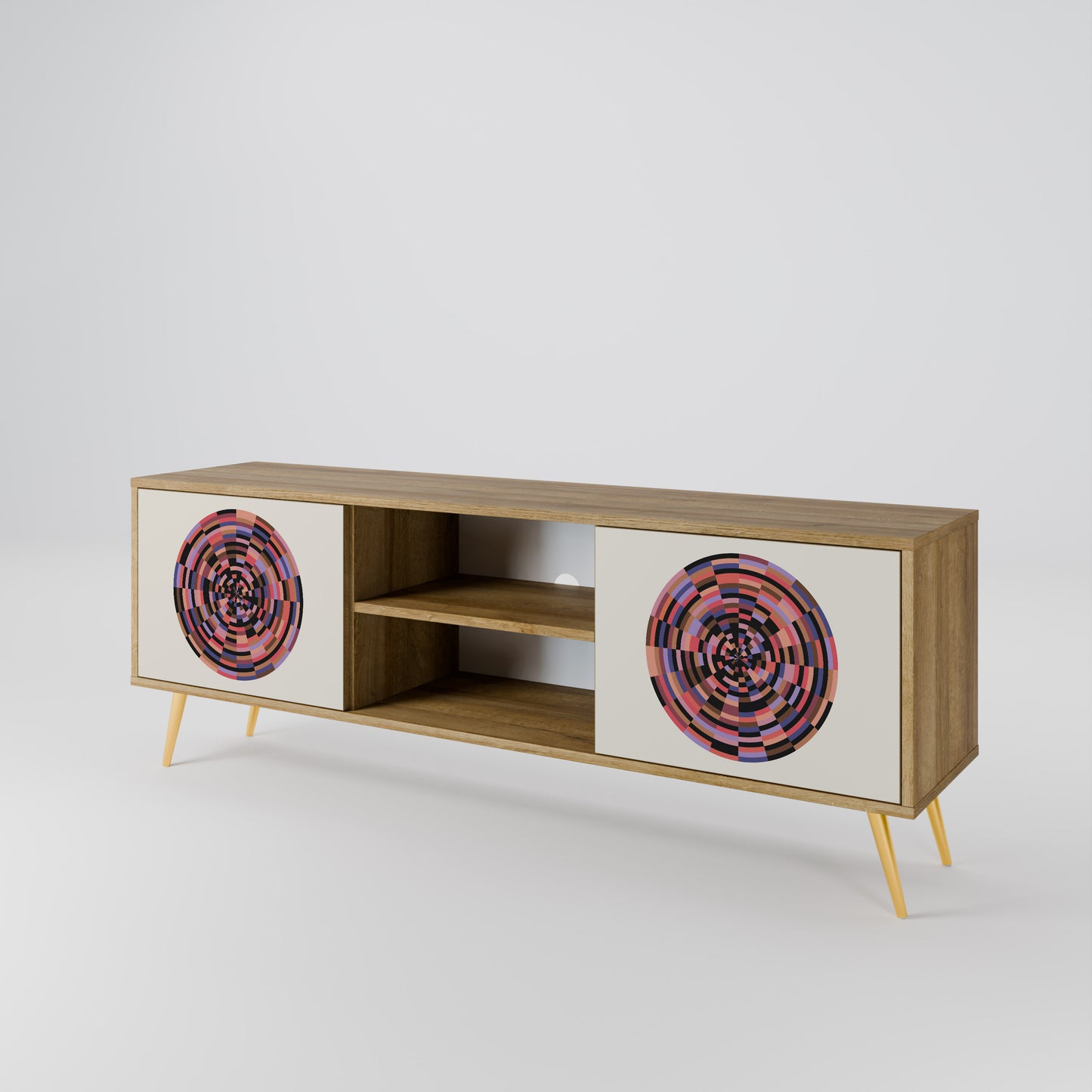 Mobile TV BROWN CIRCLES a 2 ante effetto rovere