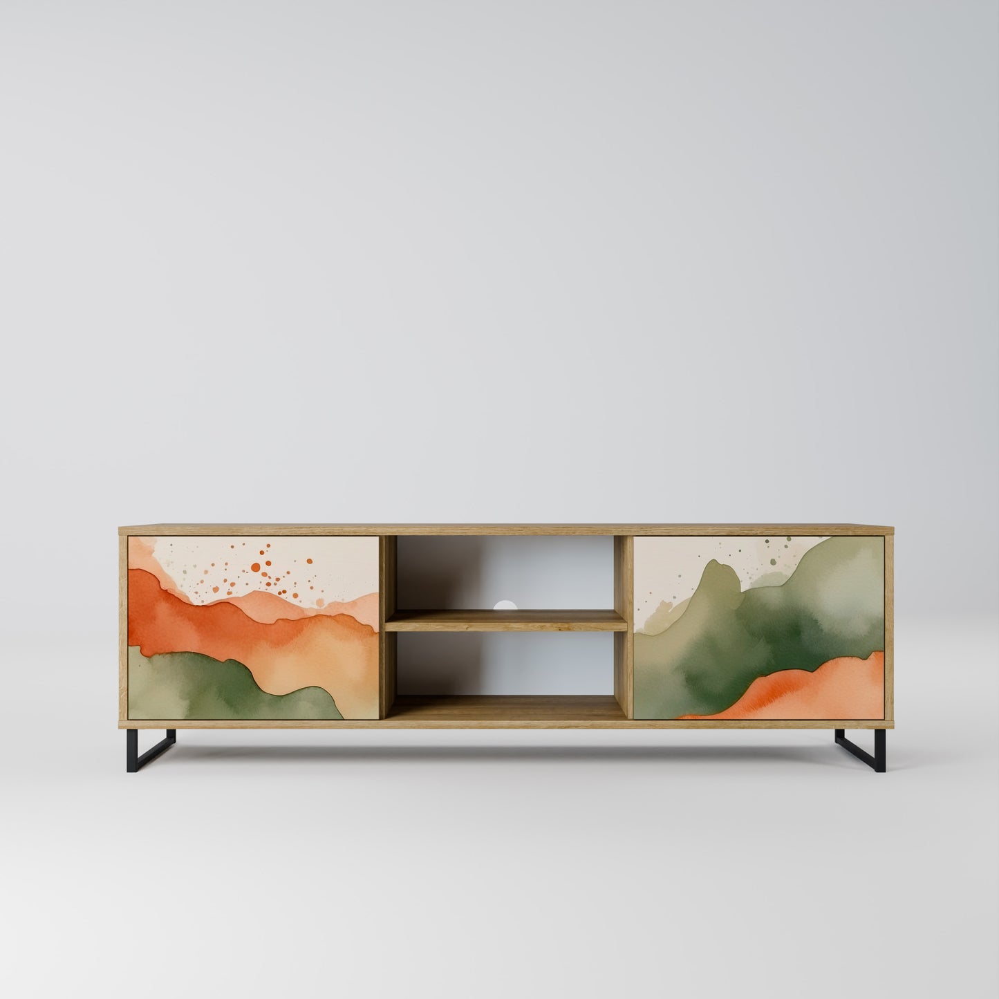 Porta TV a 2 ante WATERCOLOUR PEAKS in effetto rovere