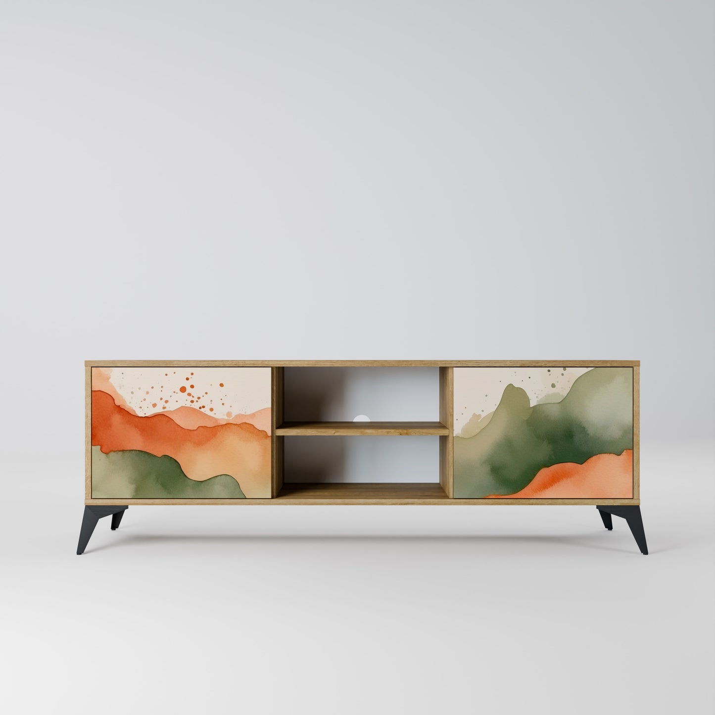 Porta TV a 2 ante WATERCOLOUR PEAKS in effetto rovere