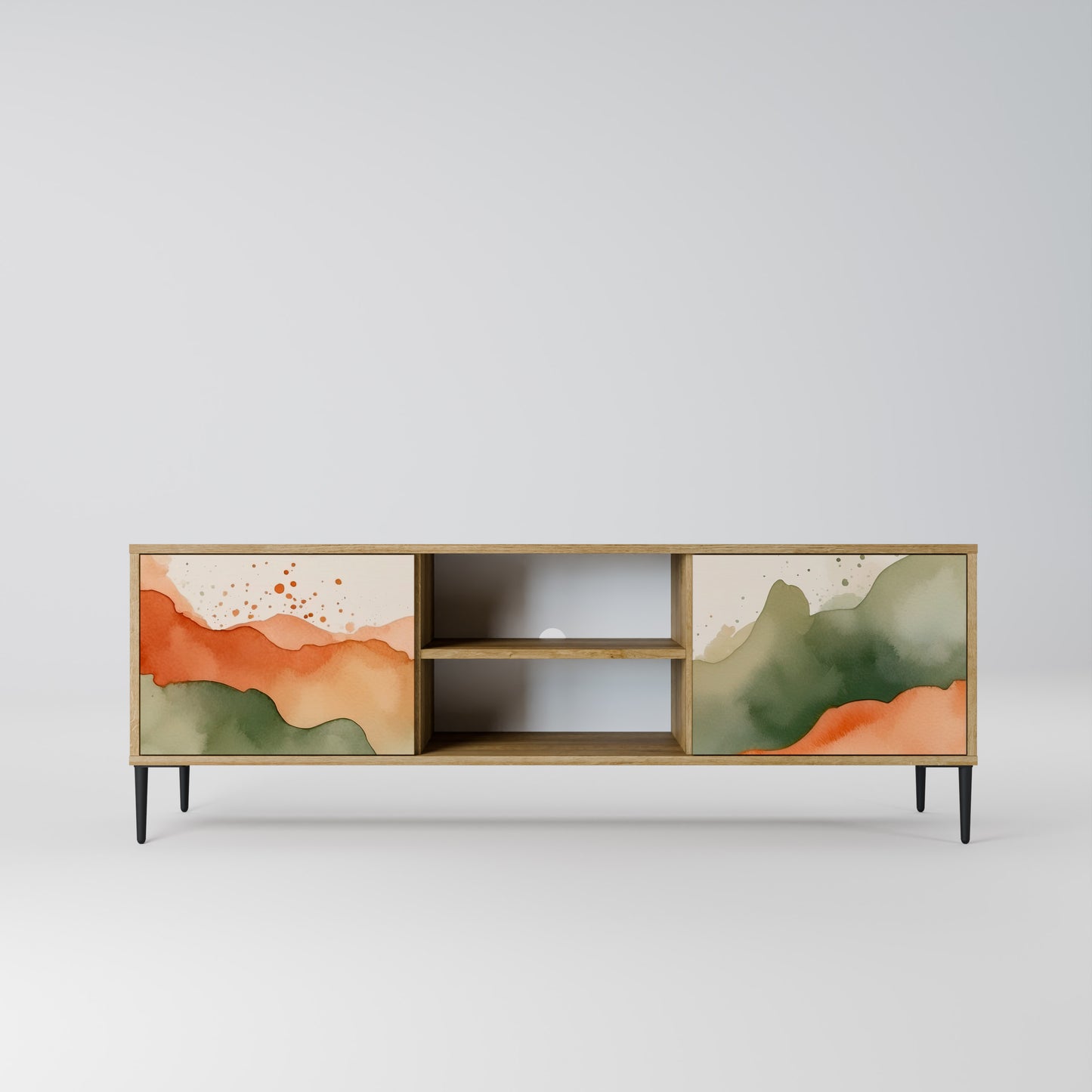 Porta TV a 2 ante WATERCOLOUR PEAKS in effetto rovere