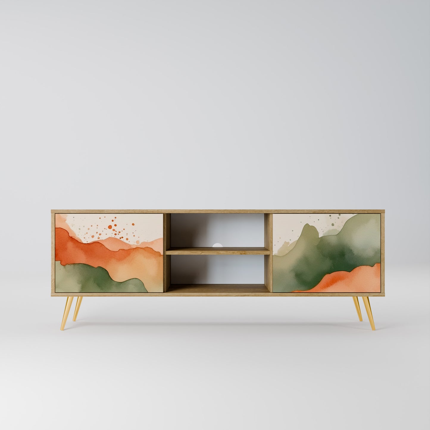 Porta TV a 2 ante WATERCOLOUR PEAKS in effetto rovere