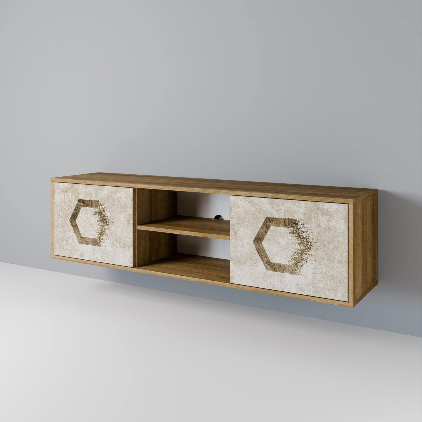 Mobile TV HEXAGONAL SHAPES a 2 ante effetto rovere