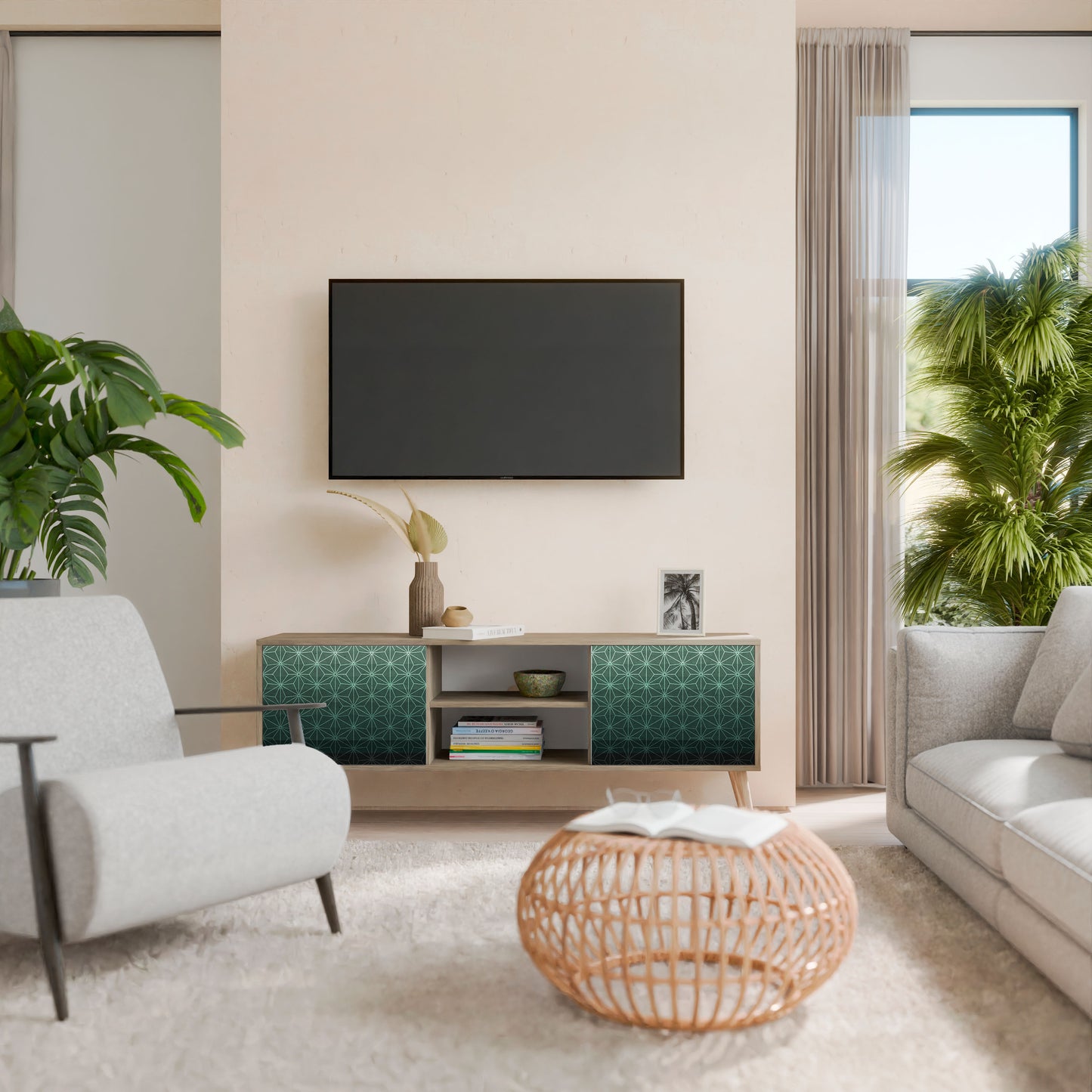 Mobile TV ORNAMENTAL GLIMMER a 2 ante in effetto rovere