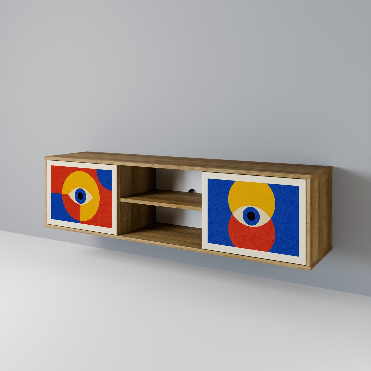 Mobile TV GEOMETRIC EYES a 2 ante in effetto rovere